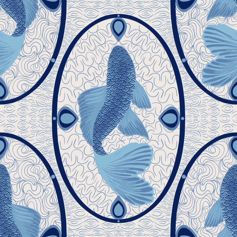 Koi Medallion, Blue