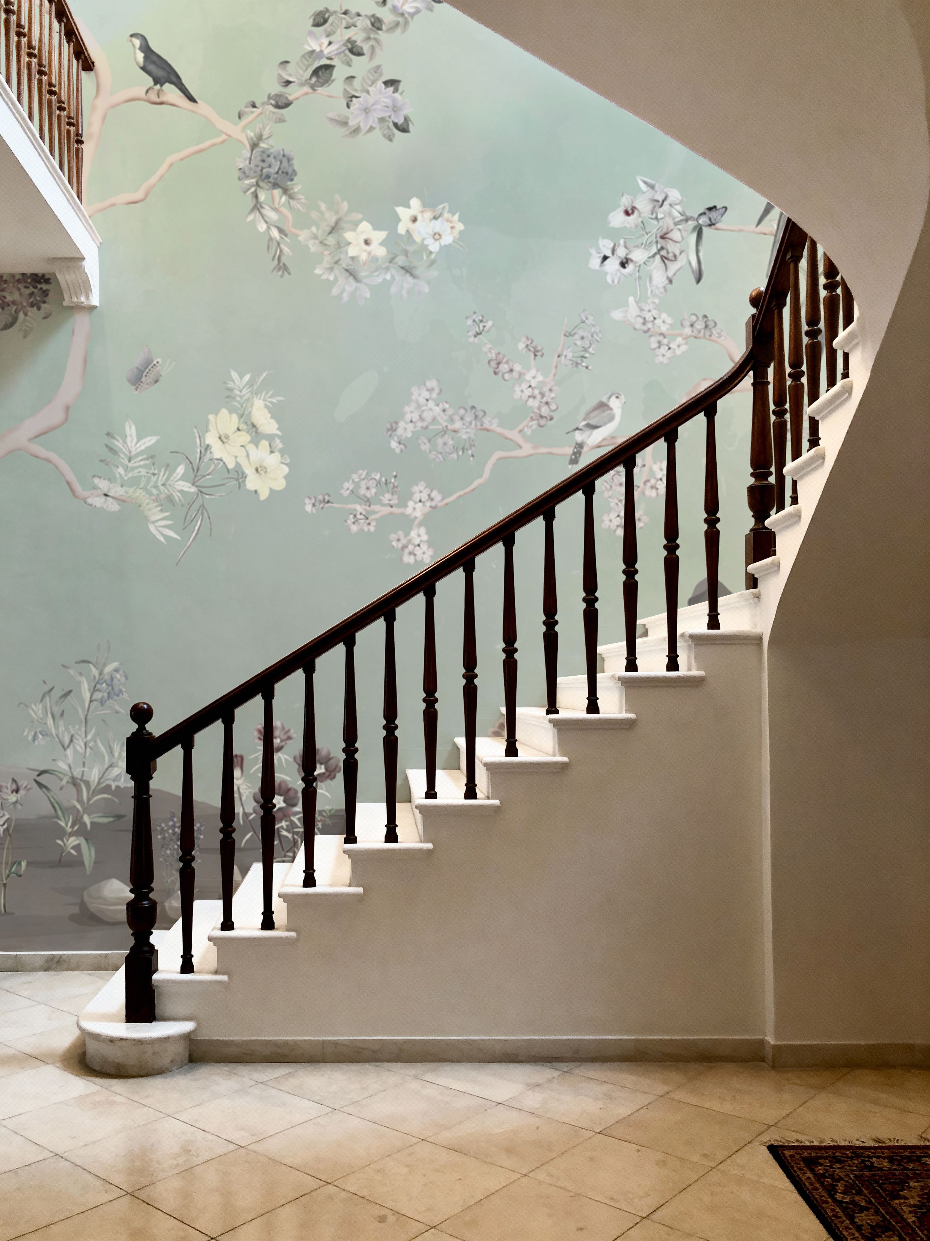 Birds in the Garden Blue Green