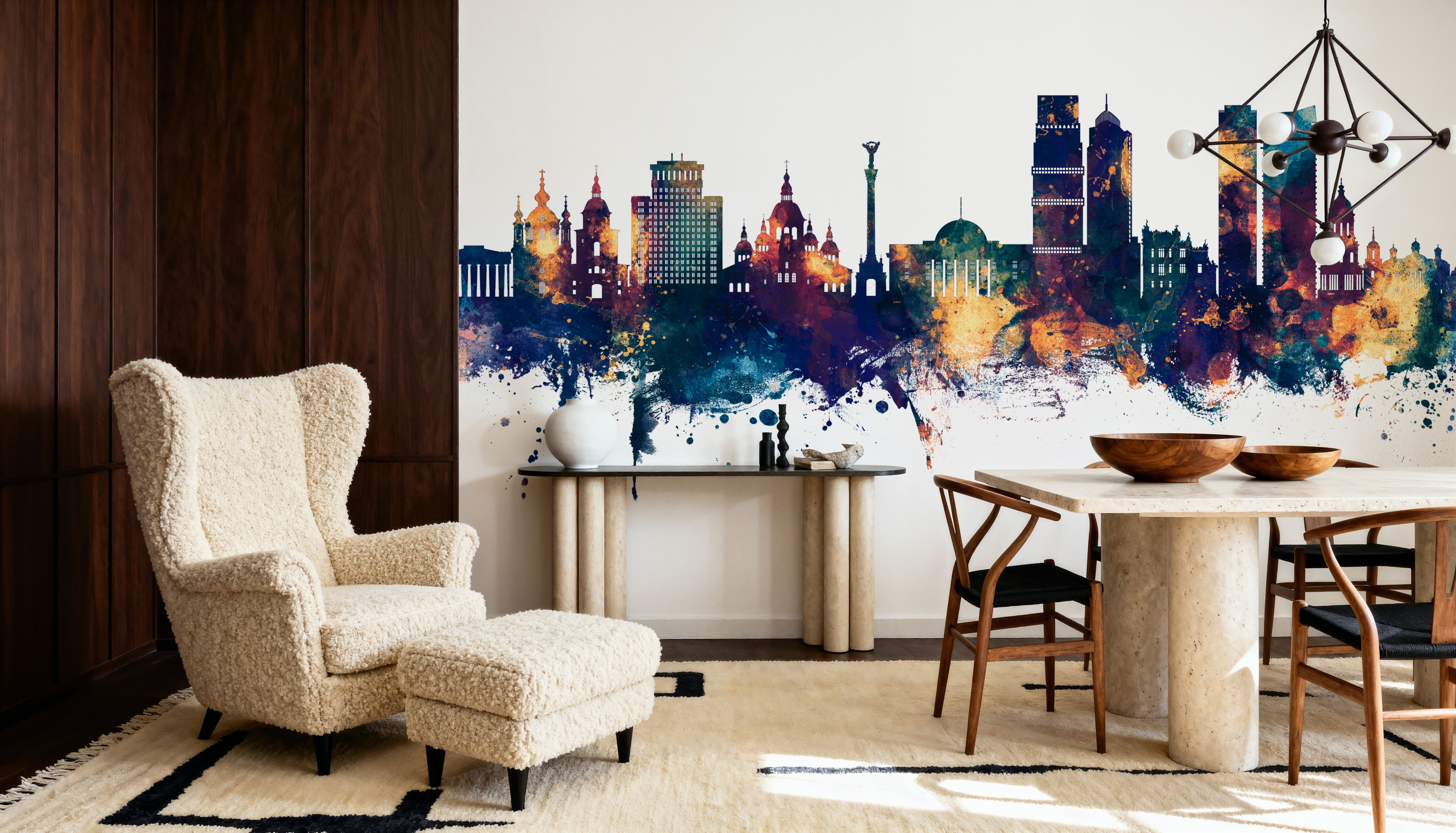 Kyiv Ukraine Skyline Blue & Bronze, Wallpaper