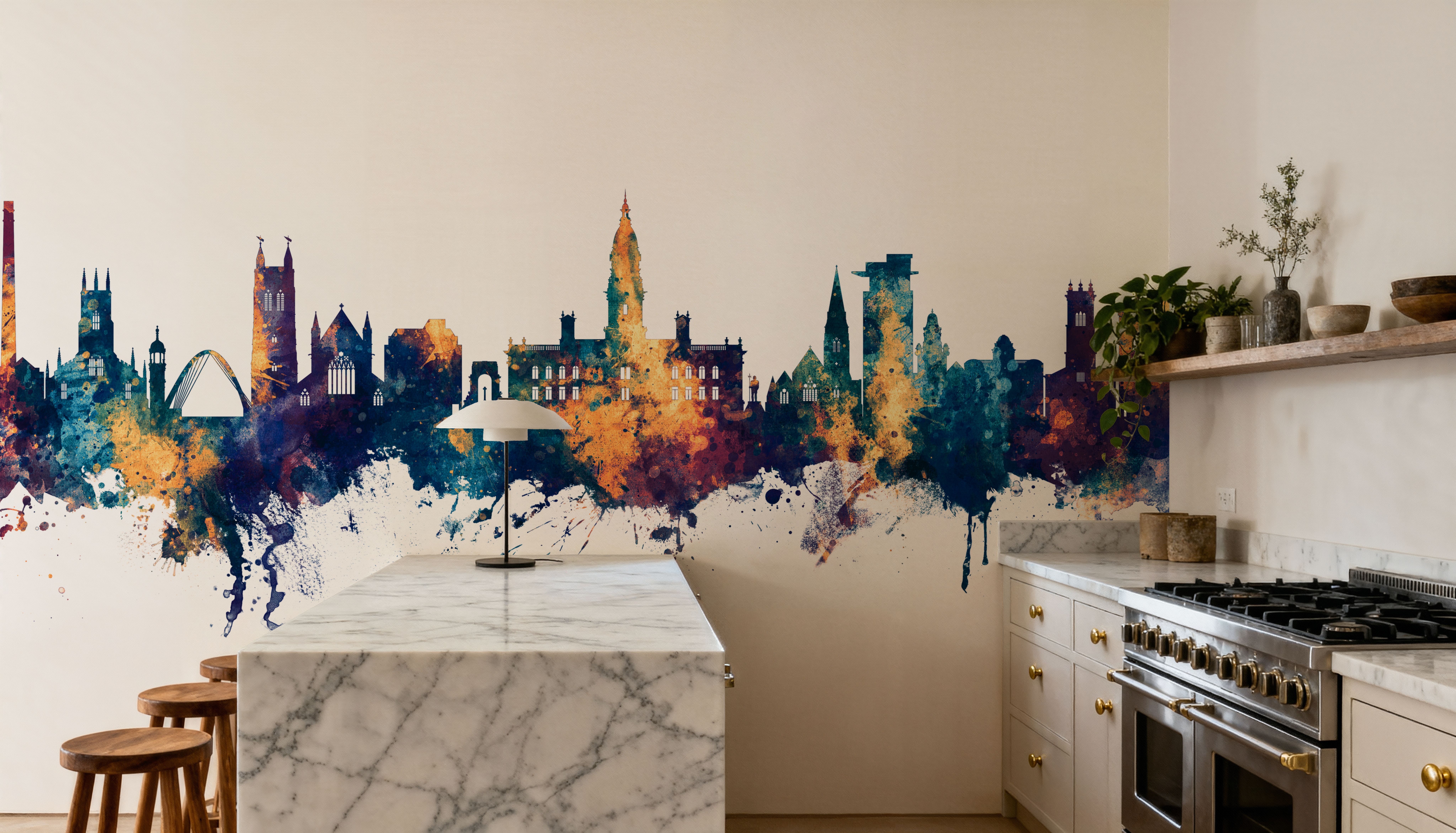 Bolton England Skyline Blue & Bronze