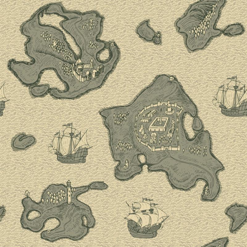 Washed Map Treasure Map Washed wallpaper 100% PVC-free and non-toxic
