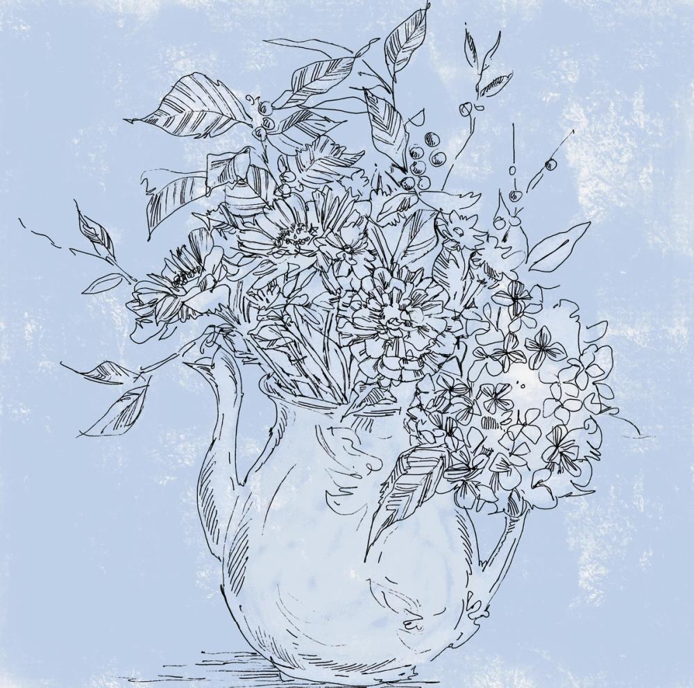 Bouquet in Pitcher Sketch