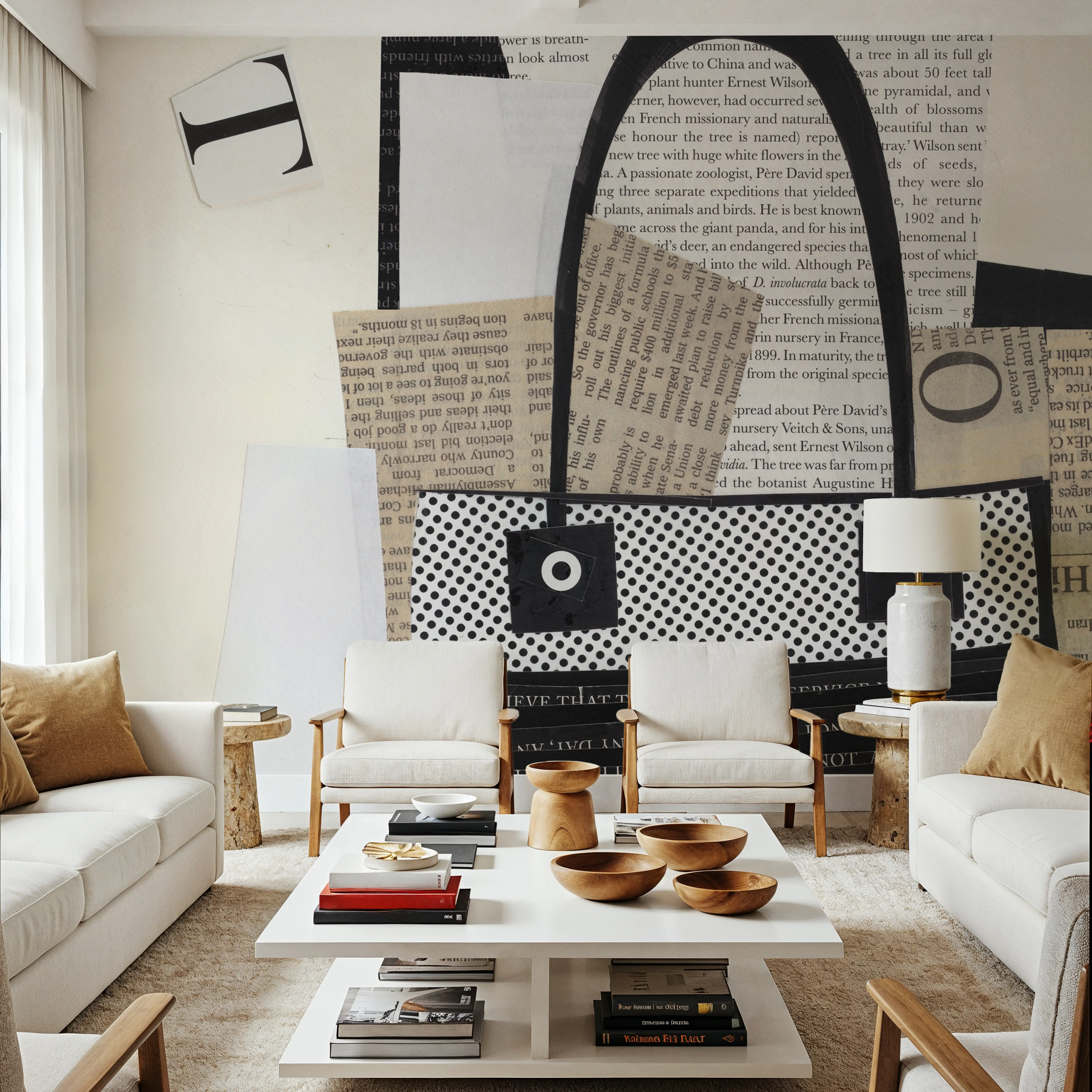 Wall Mural - Paper Bag I - Books Fashion mural wallpaper - White - Offices - Wallism UK - Peel & Stick or Paste-the-Wall