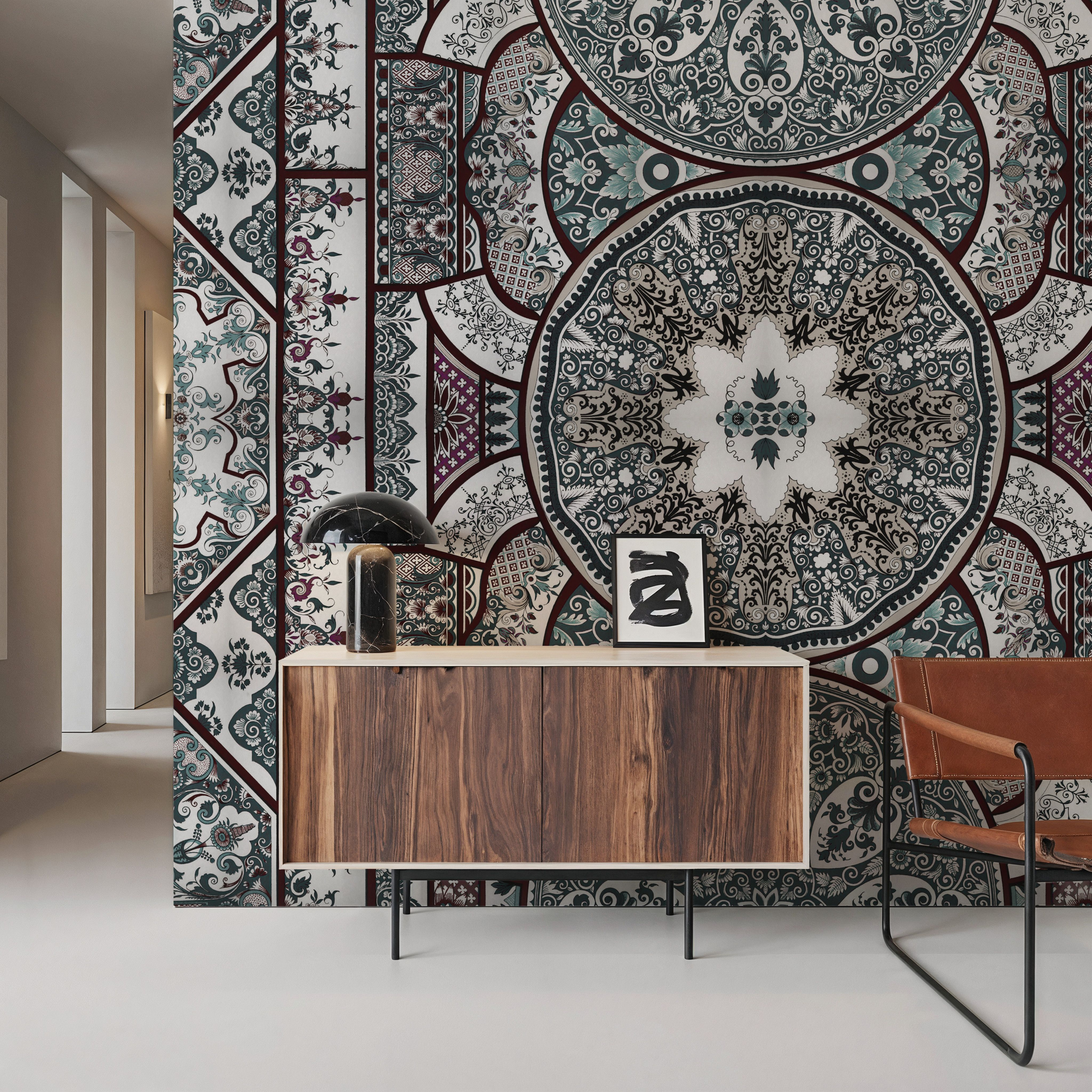 Eastern Tales, Teal & Beige