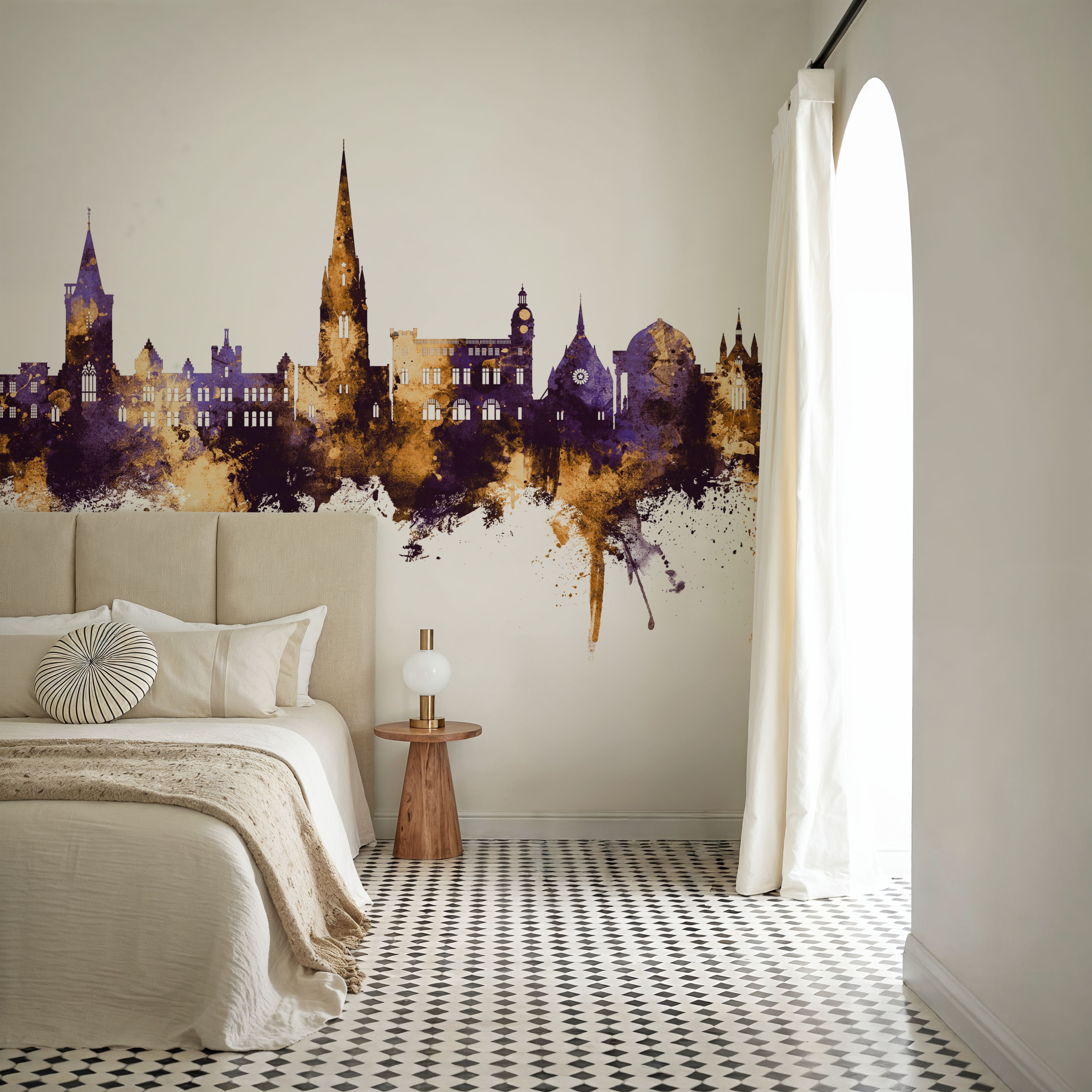 Perth Scotland Skyline Purple & Gold