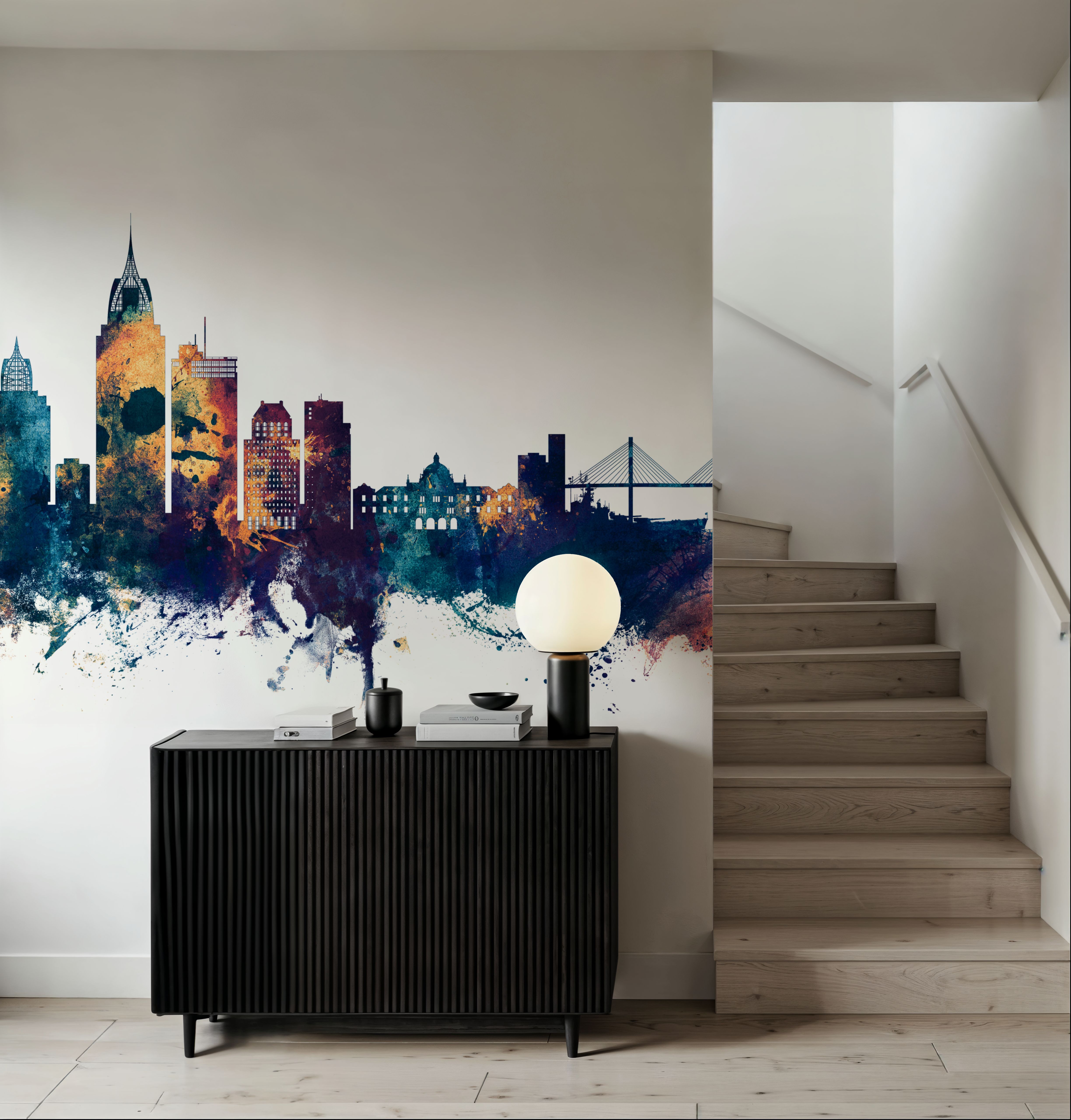 Mobile Alabama Skyline Blue & Bronze