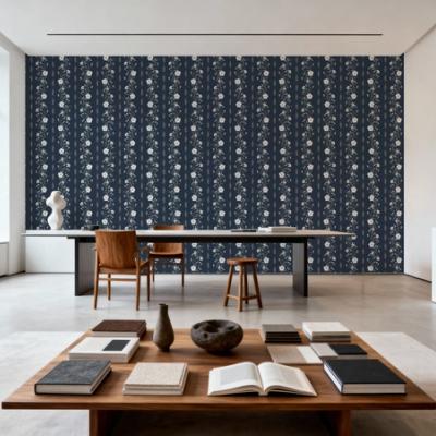 Trailing Flower Stripe, Navy