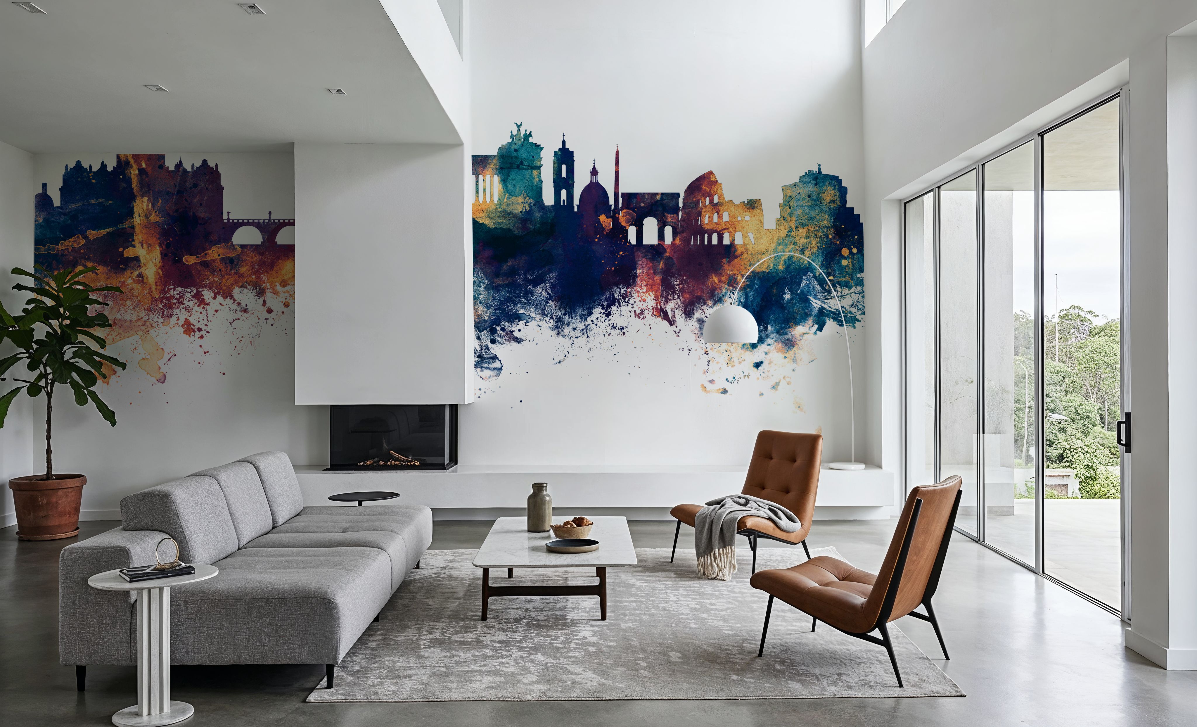 Rome Italy Skyline Blue & Bronze, Carte da parati