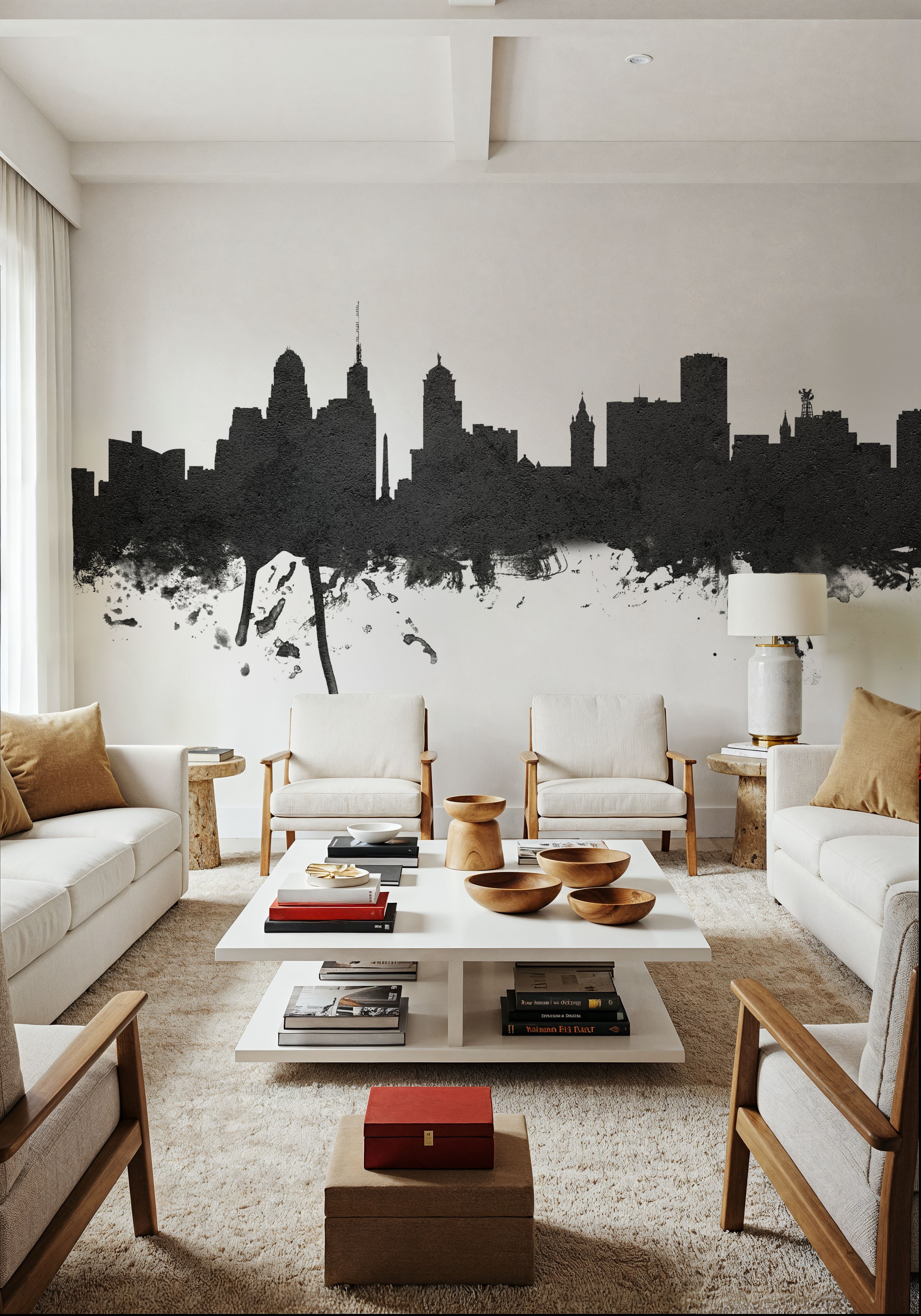 Buffalo New York Skyline Black & White