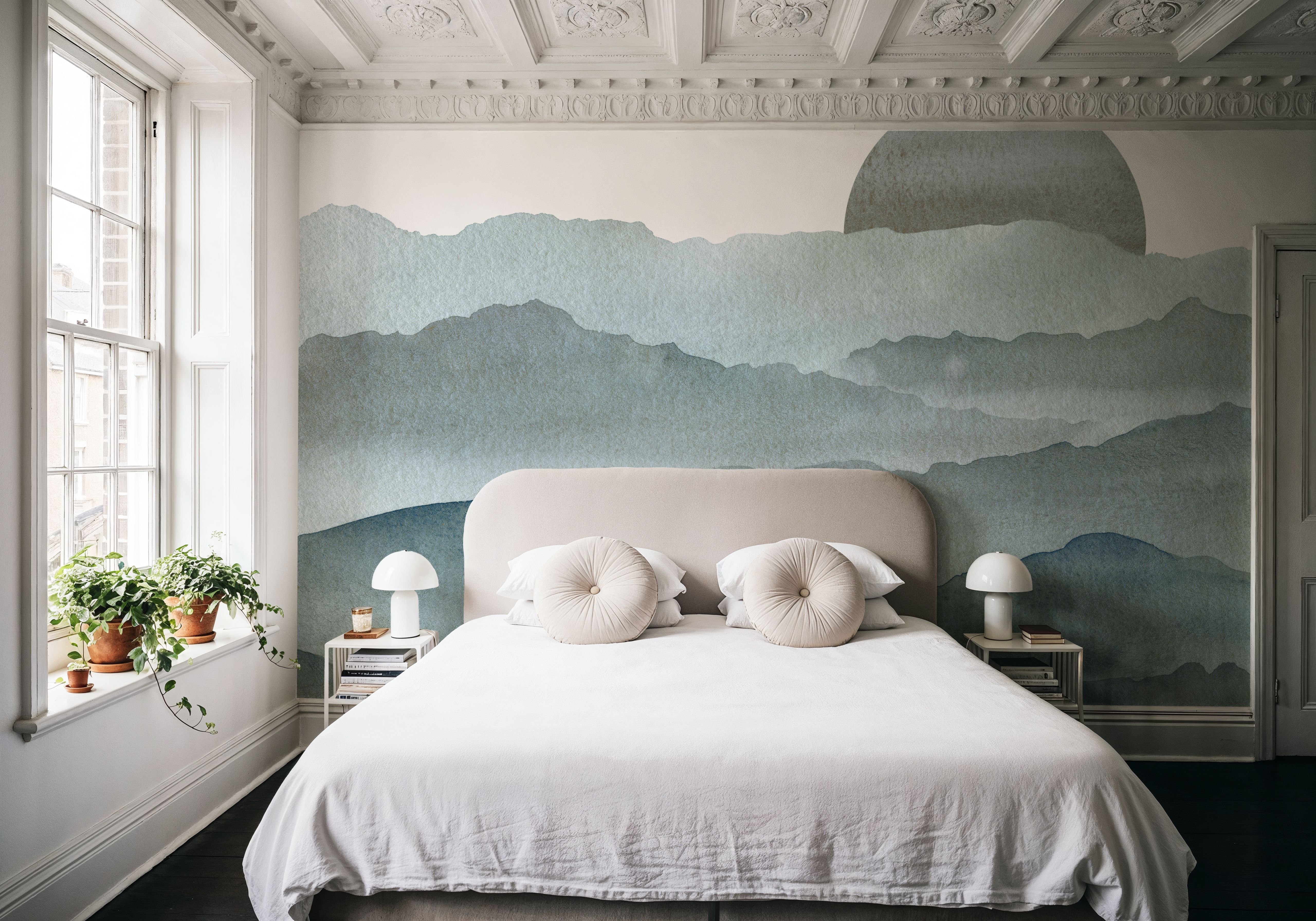 Sunrise Mountain View, Teal, Wallpaper