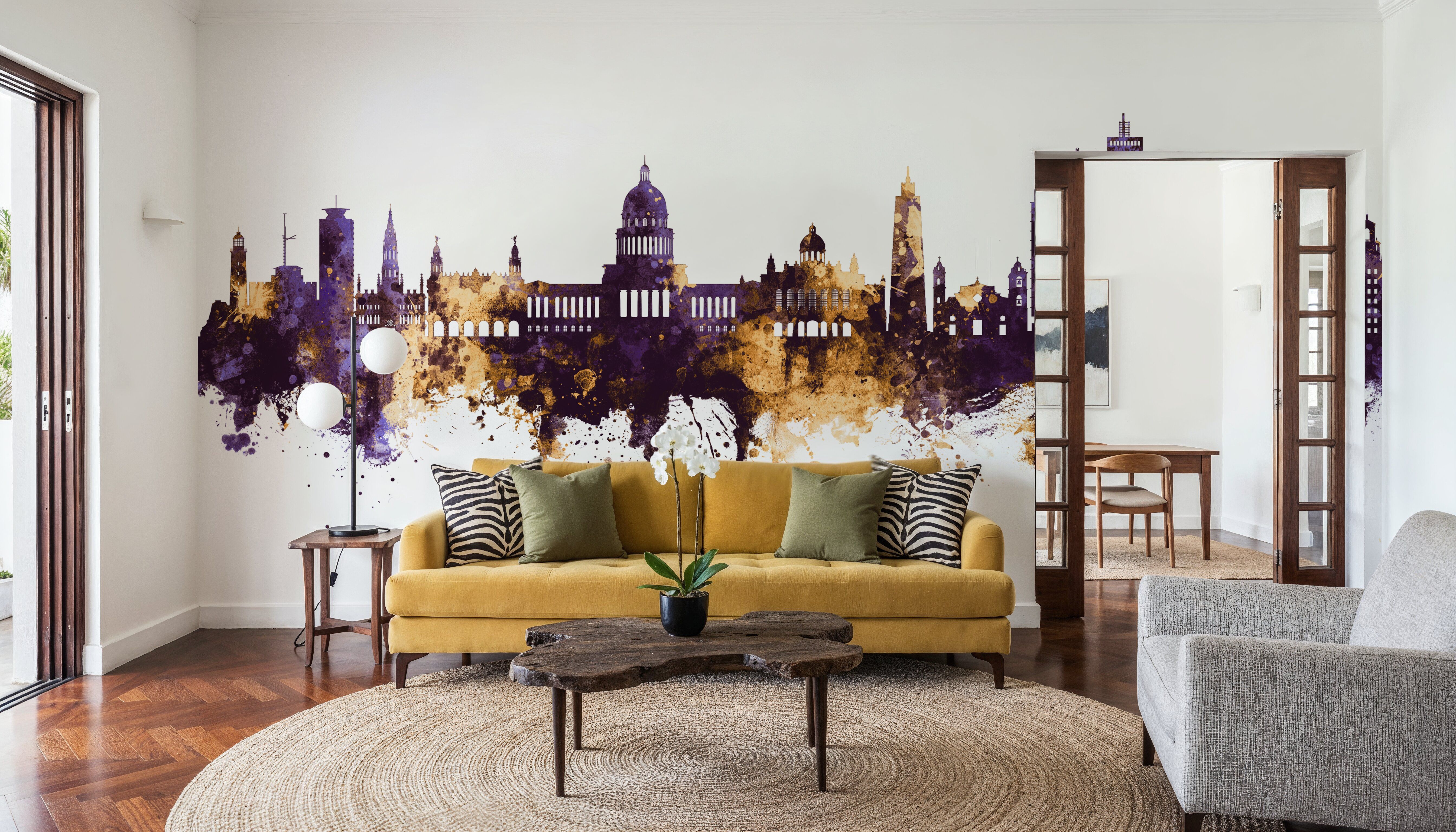 Havana Cuba Skyline Purple & Gold