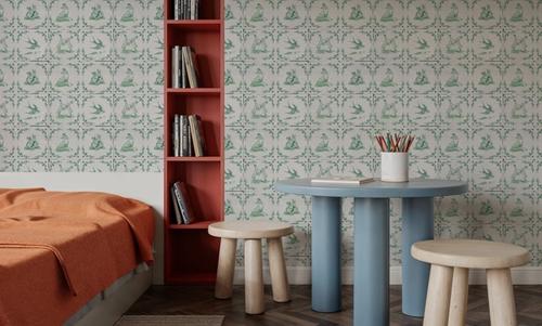 Forest Animals Telft Tiles, Green