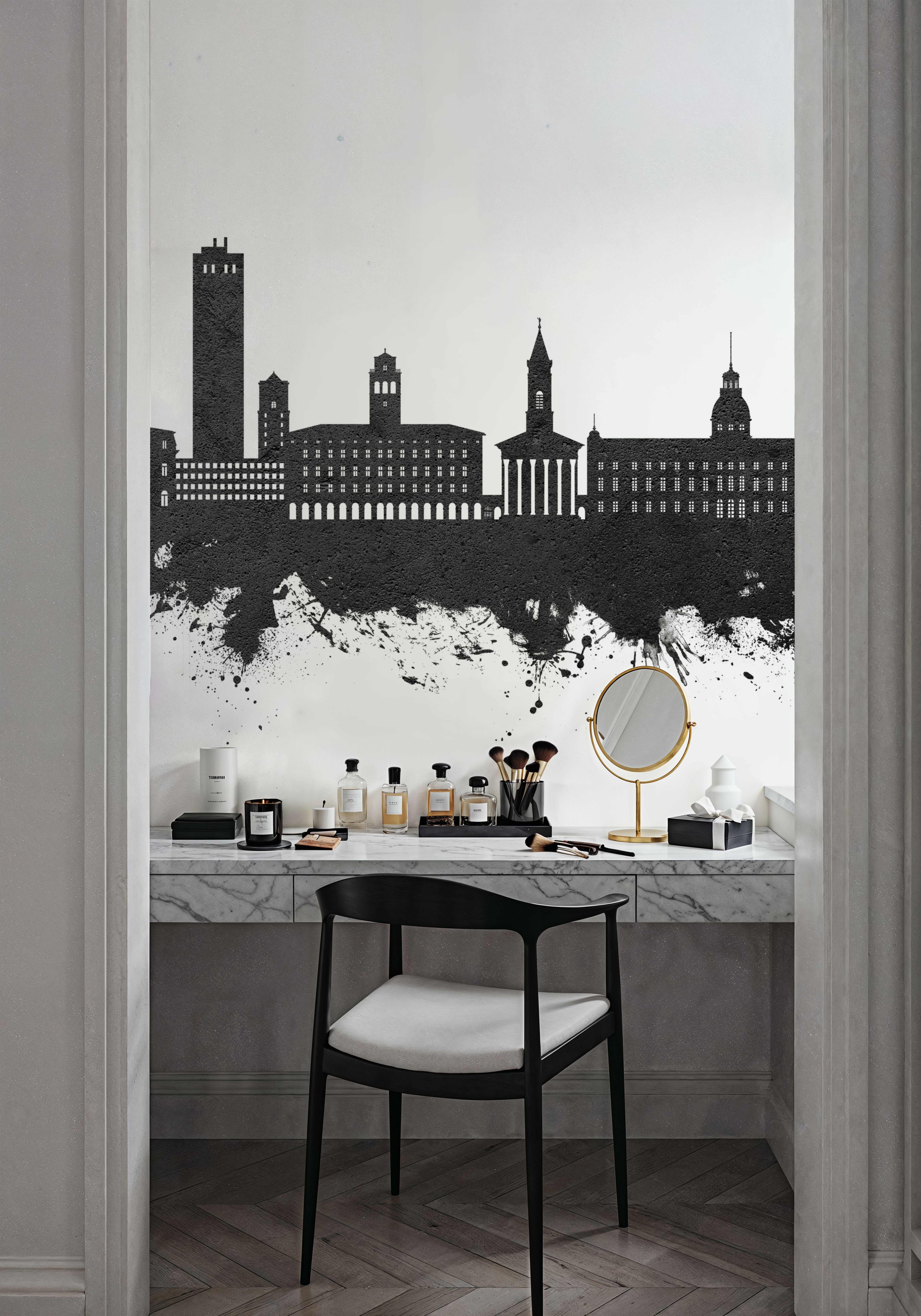 Karlsruhe Germany Skyline Black & White