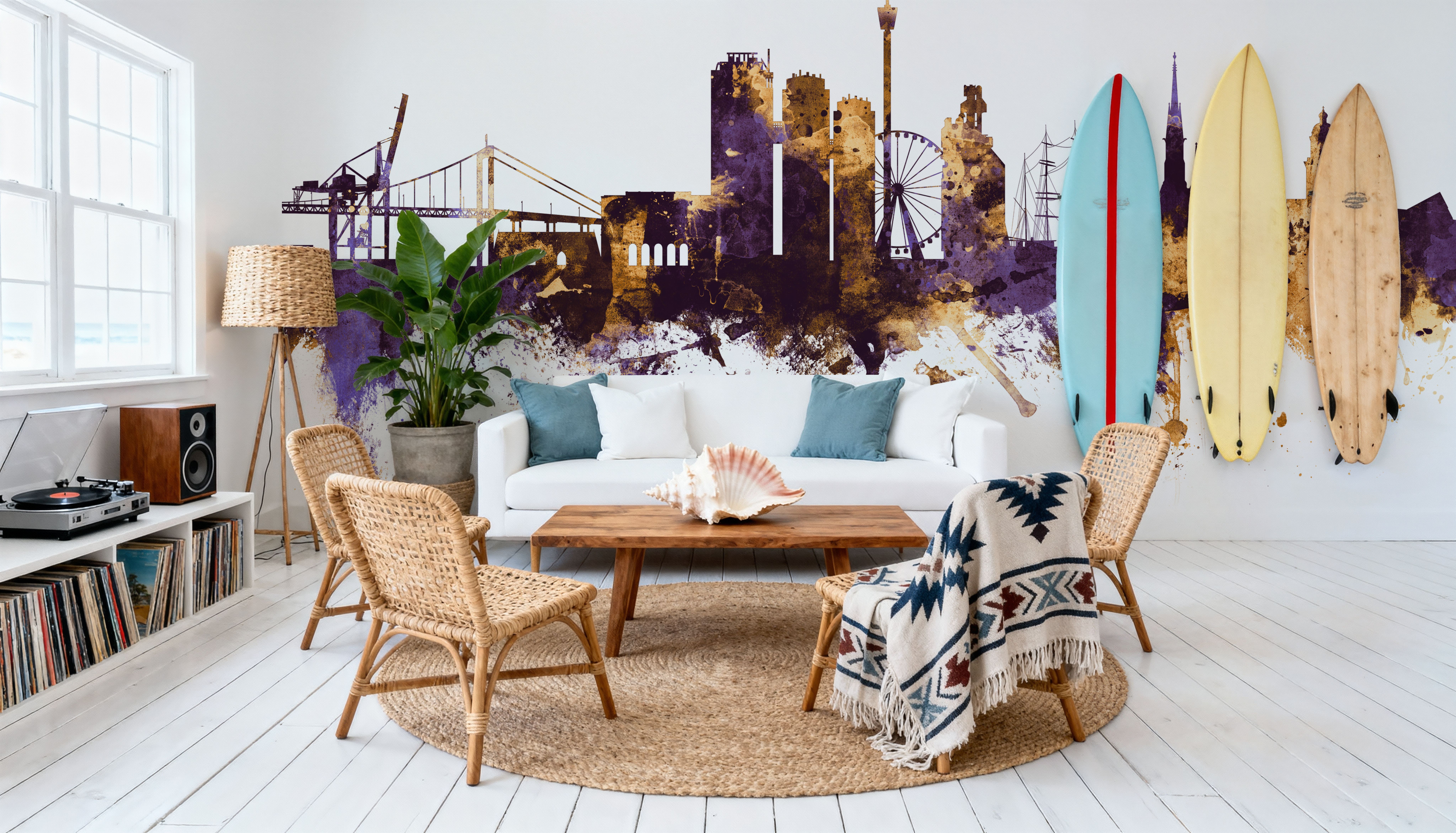 Gothenburg Skyline Purple & Gold
