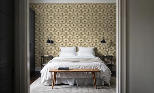 Floral Damask & Bows, Cream