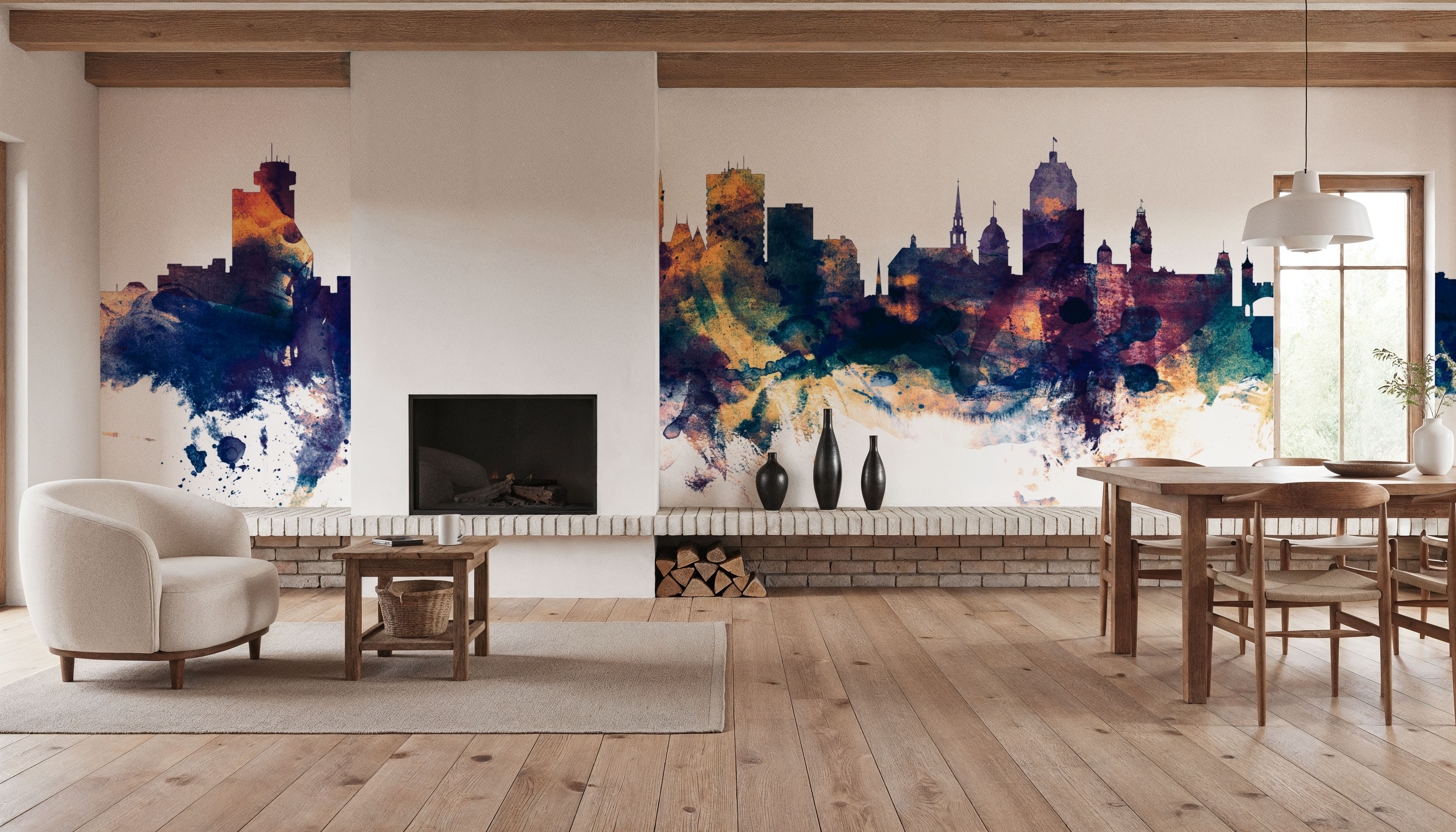 Quebec Canada Skyline Blue & Bronze