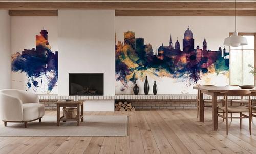 Quebec Canada Skyline Blue & Bronze