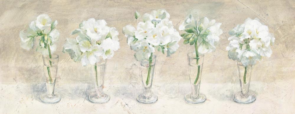 Row of Geraniums in Glasses