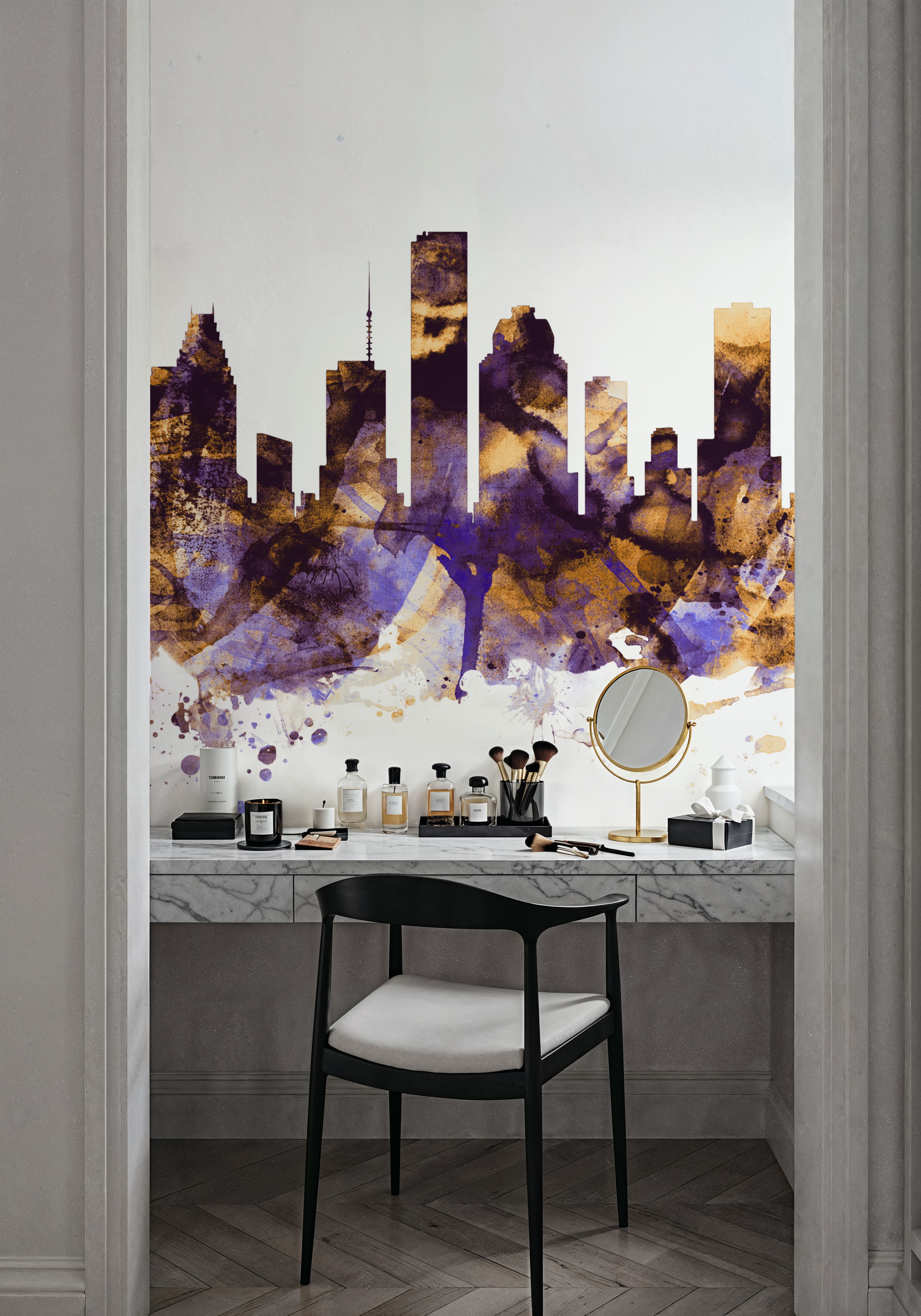 Houston Skyline Purple & Gold