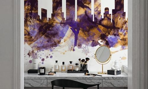 Houston Skyline Purple & Gold
