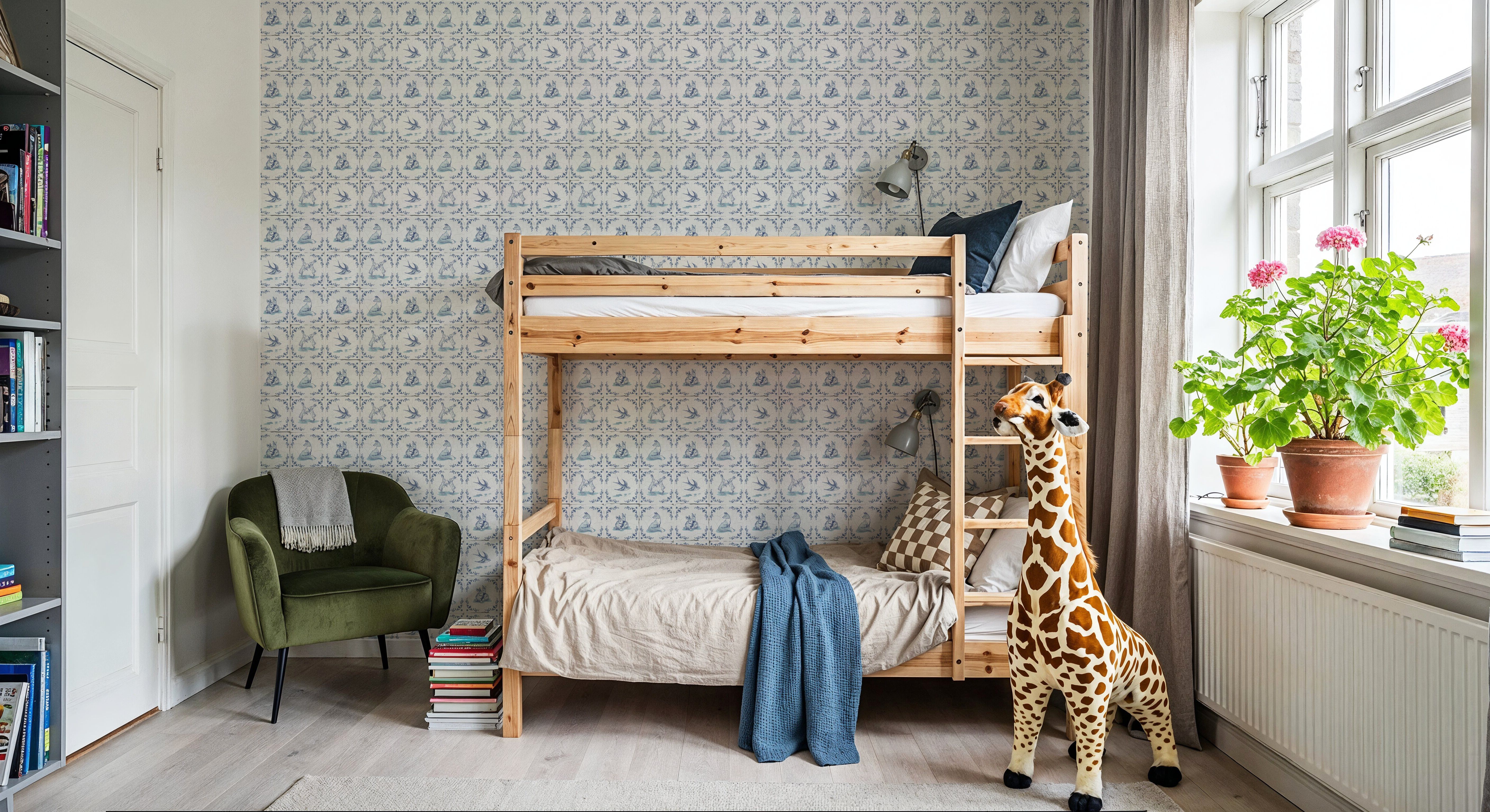 Forest Animals Telft, Tiles, Blue