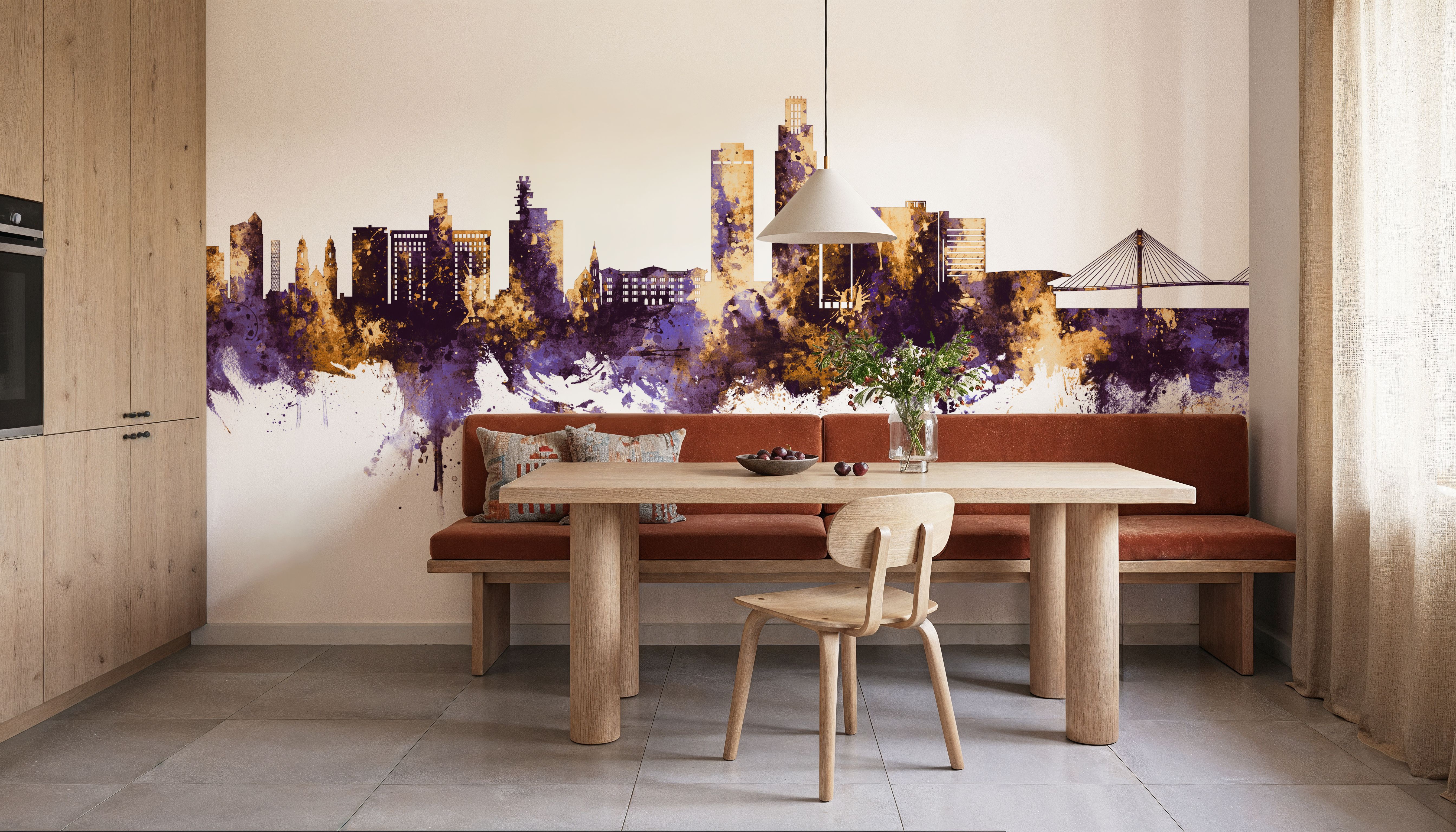 Omaha Nebraska Skyline Purple & Gold