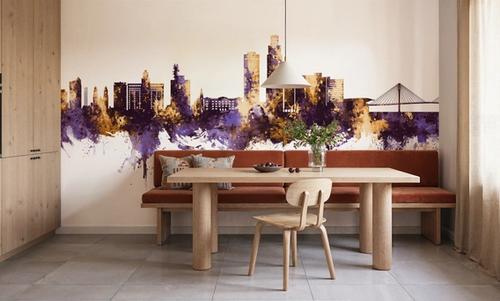 Omaha Nebraska Skyline Purple & Gold