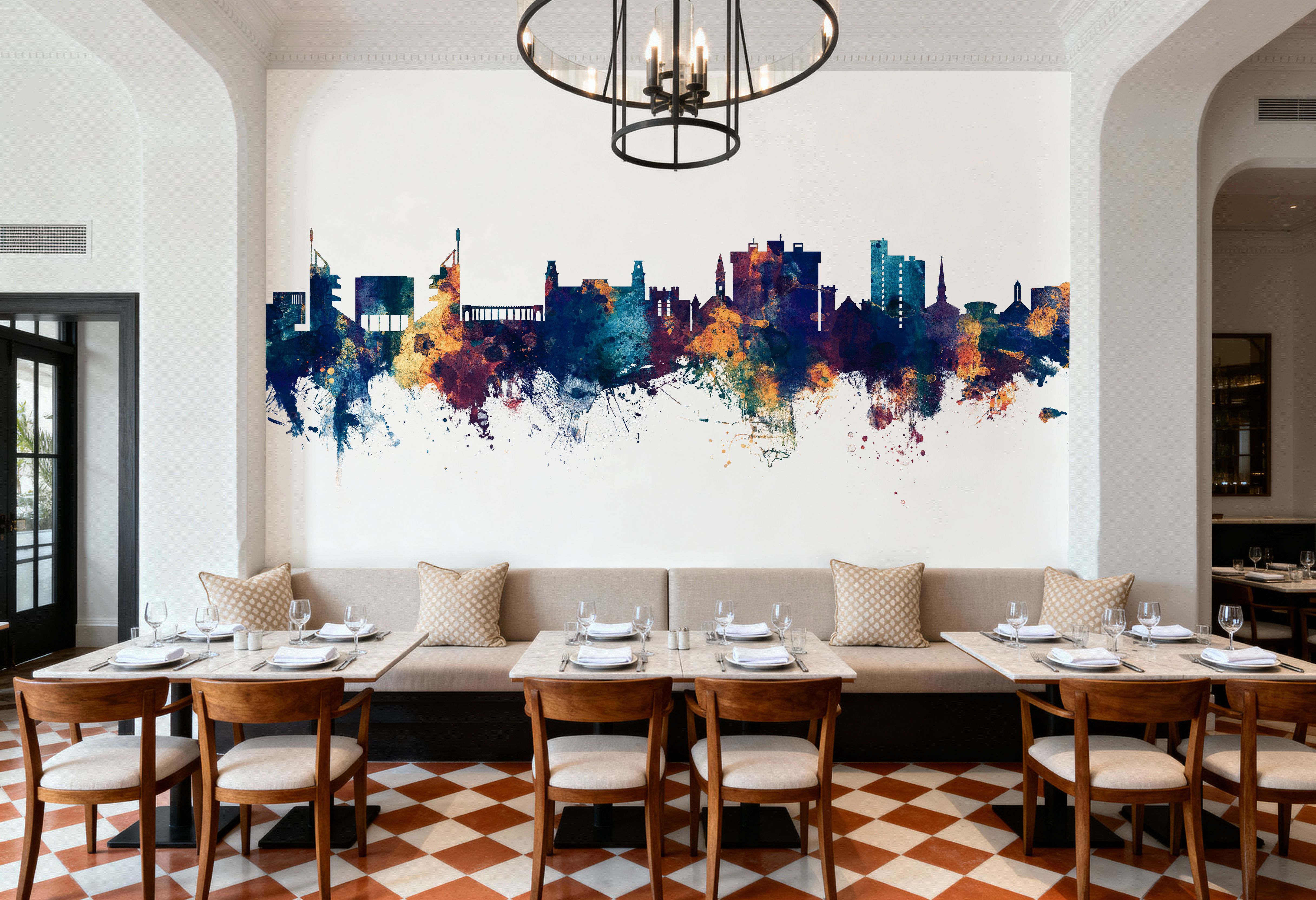 Fayetteville Arkansas Skyline Blue & Bronze