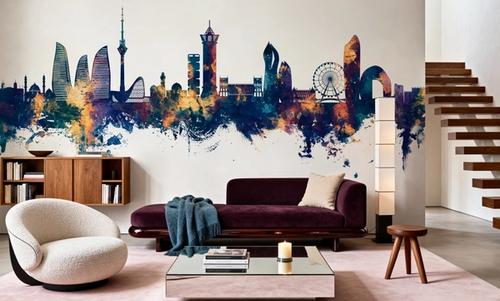 Baku Skyline Blue & Bronze