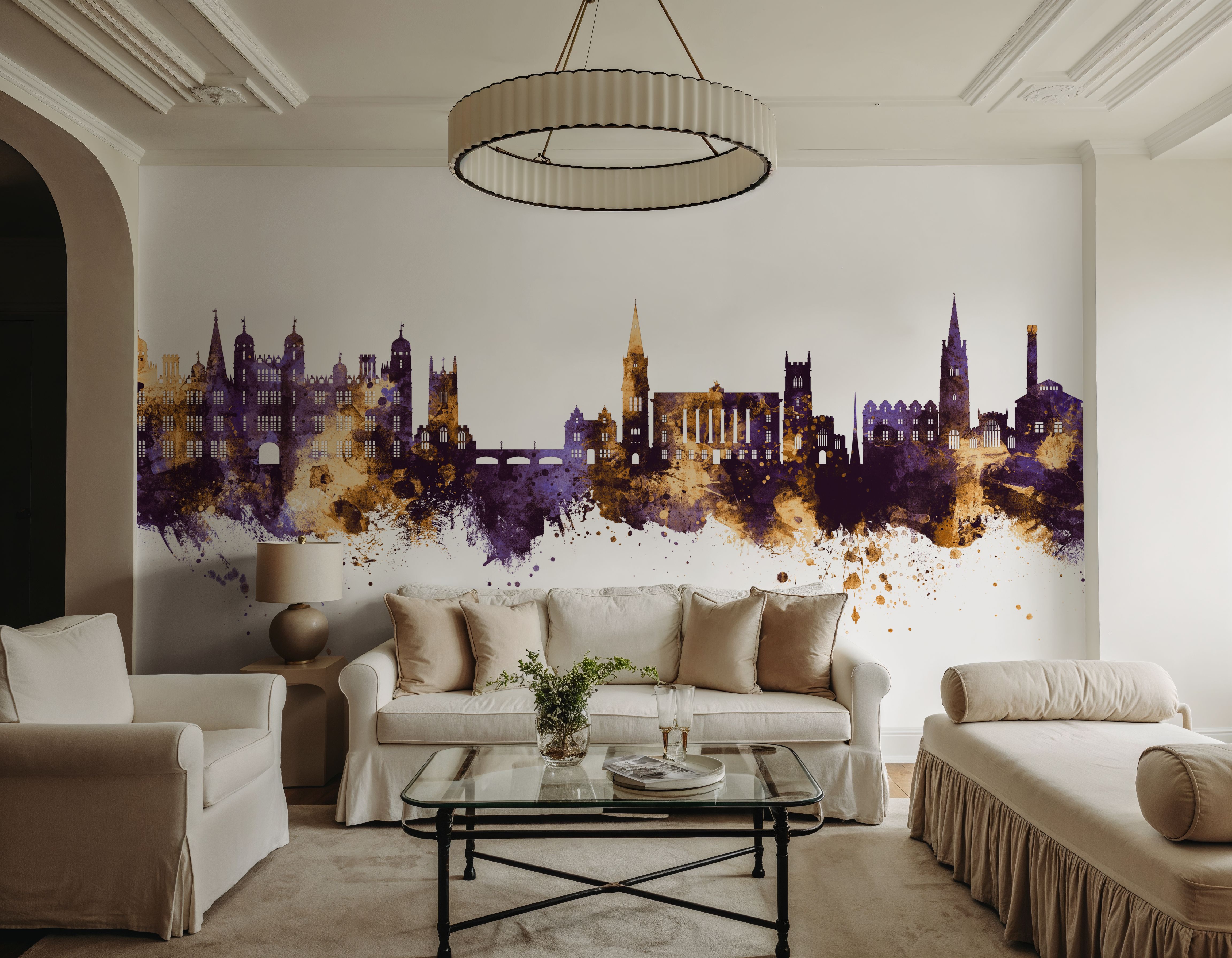 Stamford England Skyline Purple & Gold