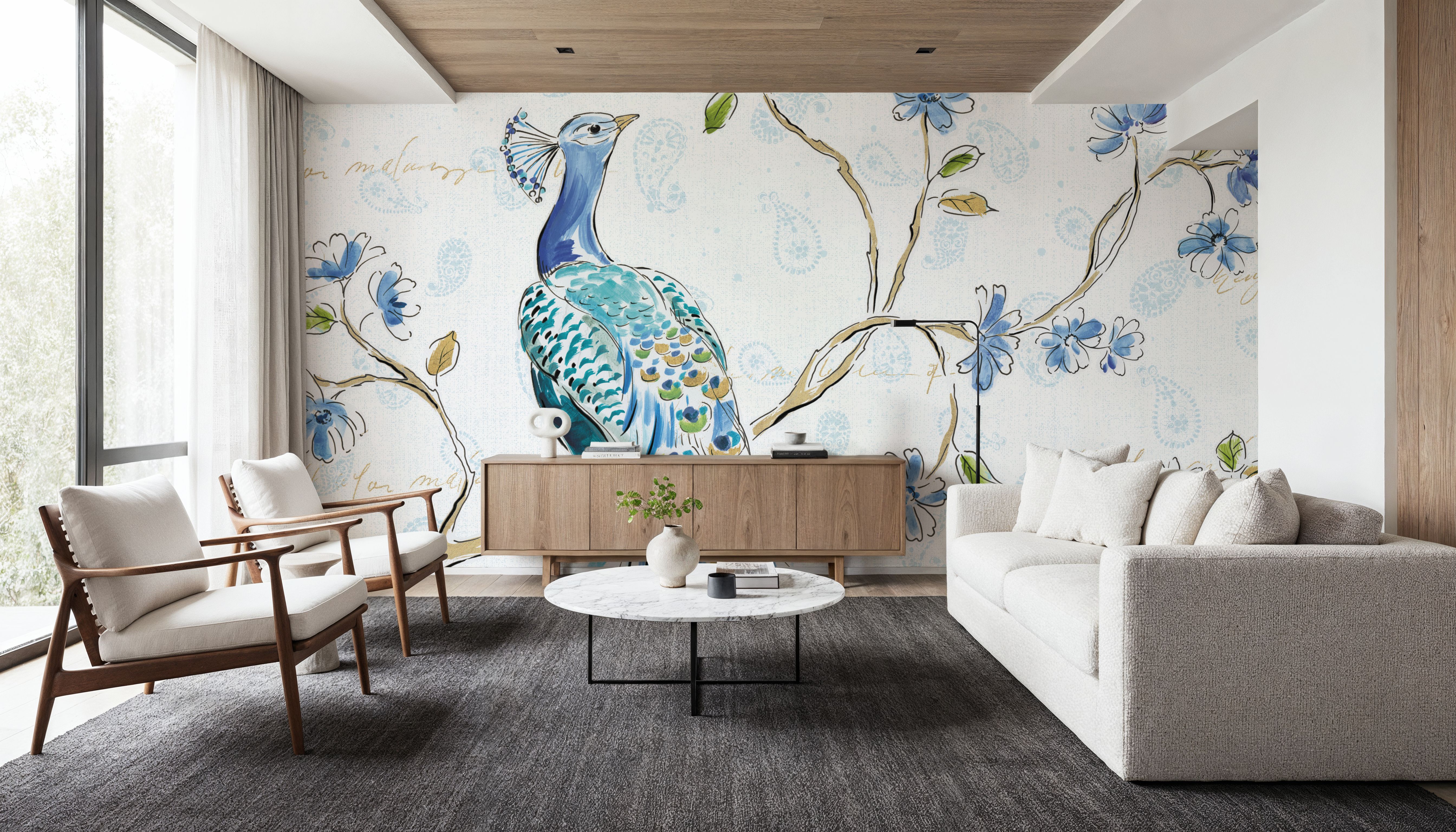 Peacock Allegory I White