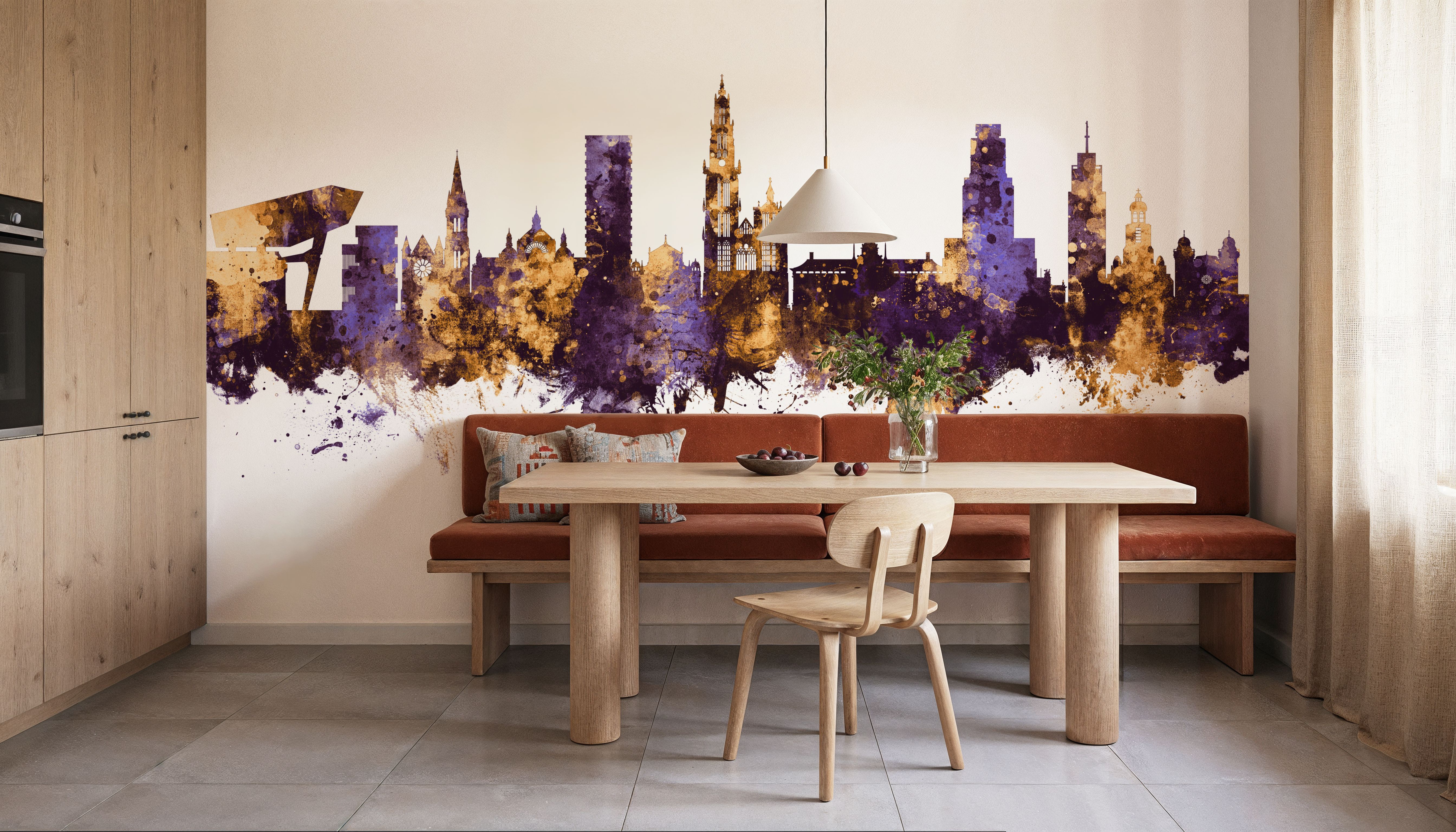 Antwerp Belgium Skyline Purple & Gold