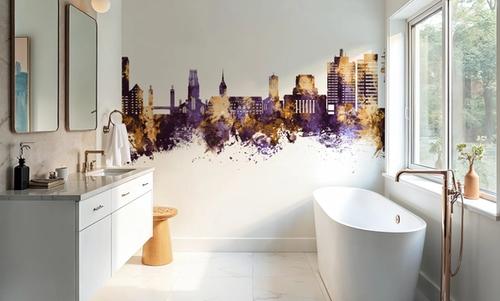 Duisburg Germany Skyline Purple & Gold