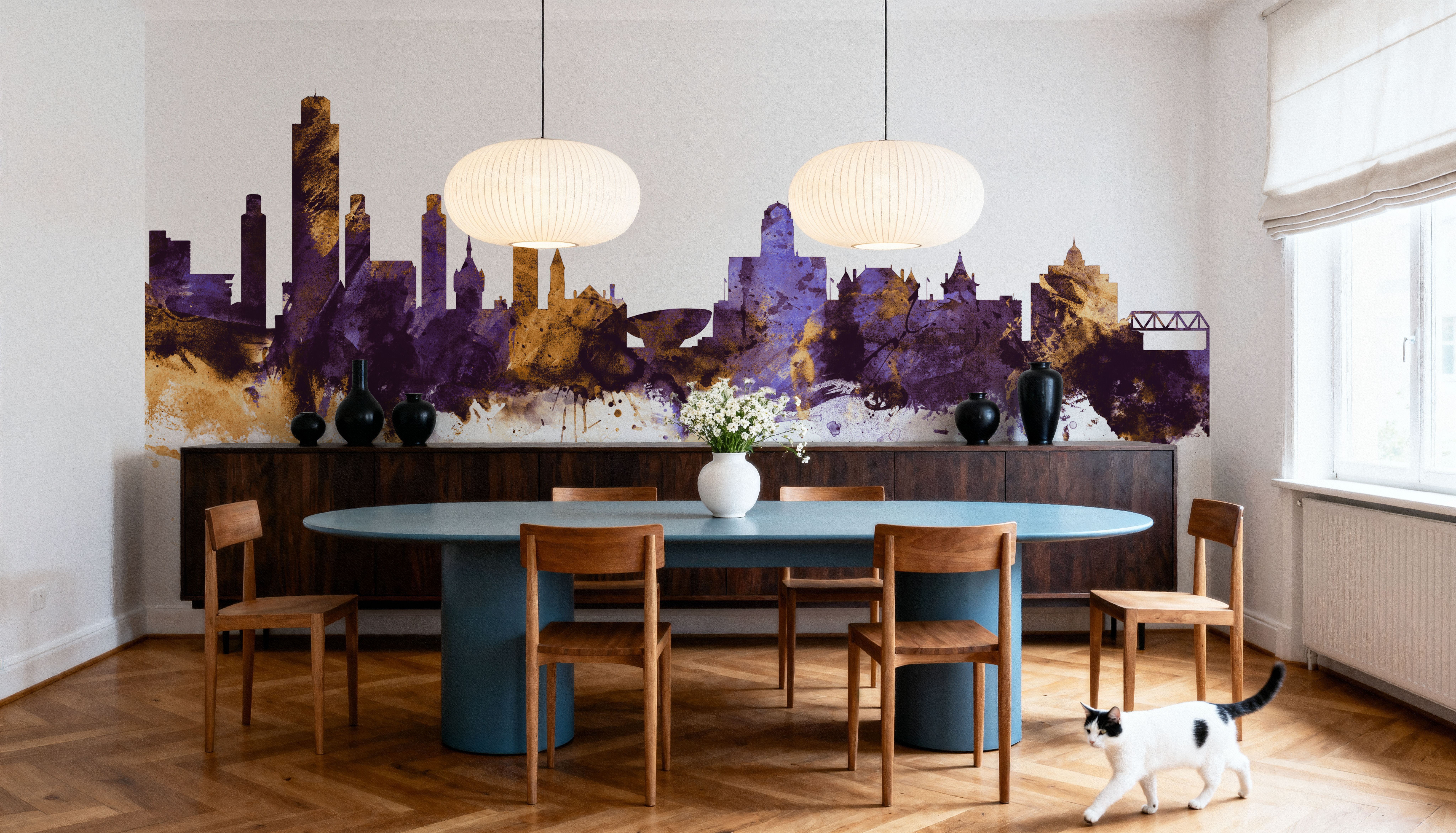 Albany New York Skyline Purple & Gold