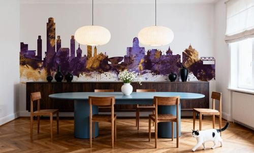Albany New York Skyline Purple & Gold