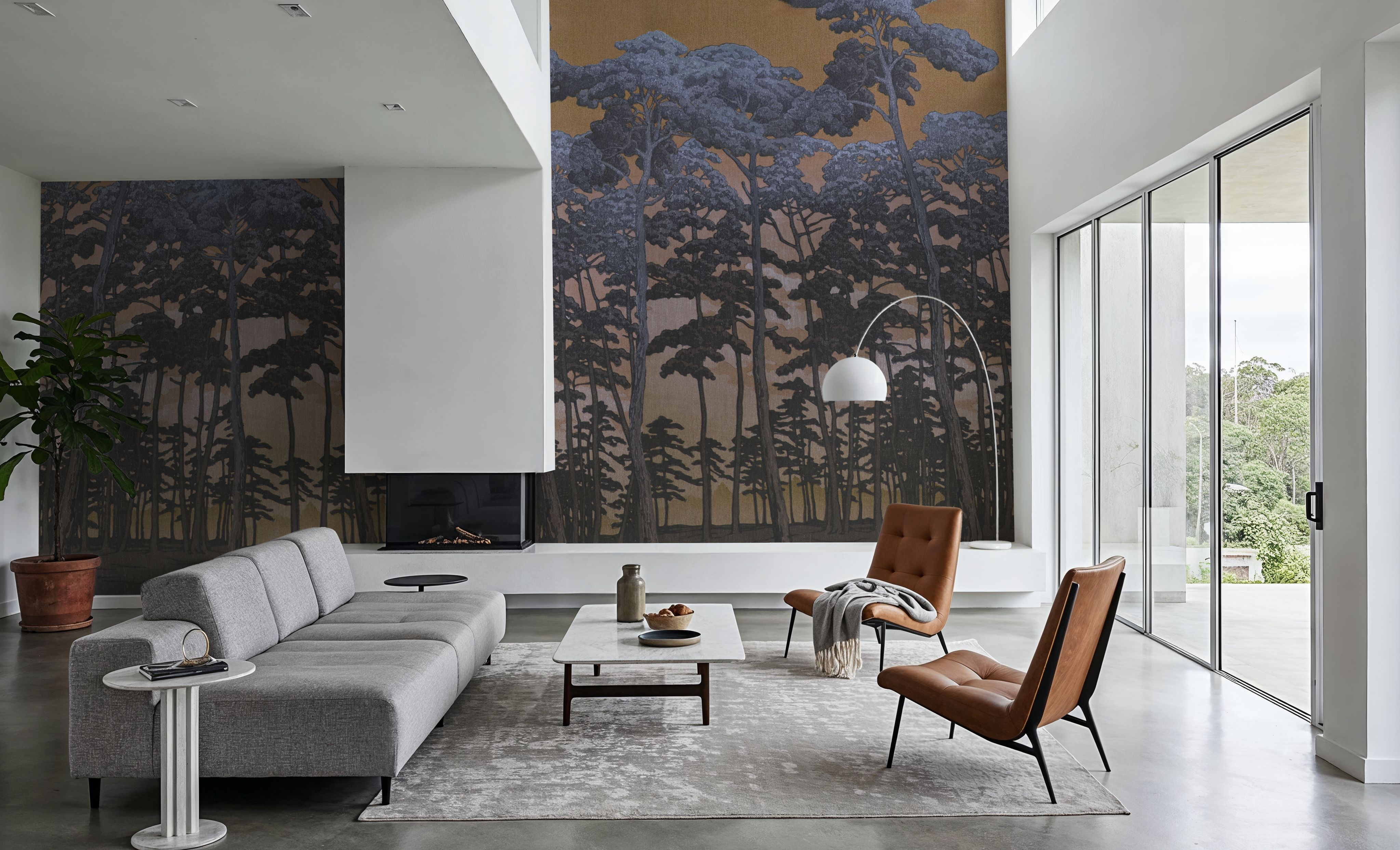 Tranquil Pinescape, Purple & Yellow