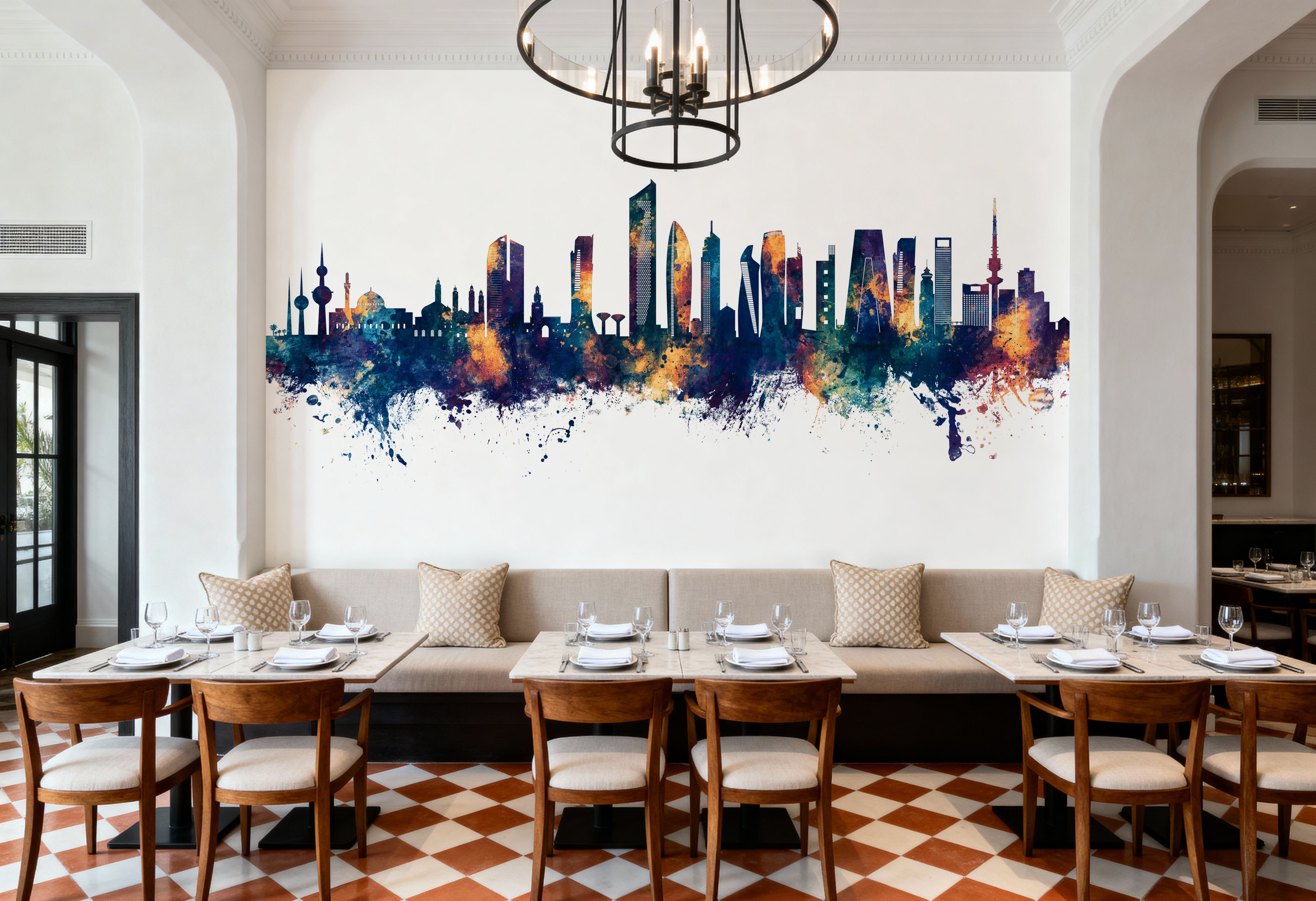 Kuwait City Skyline Blue & Bronze