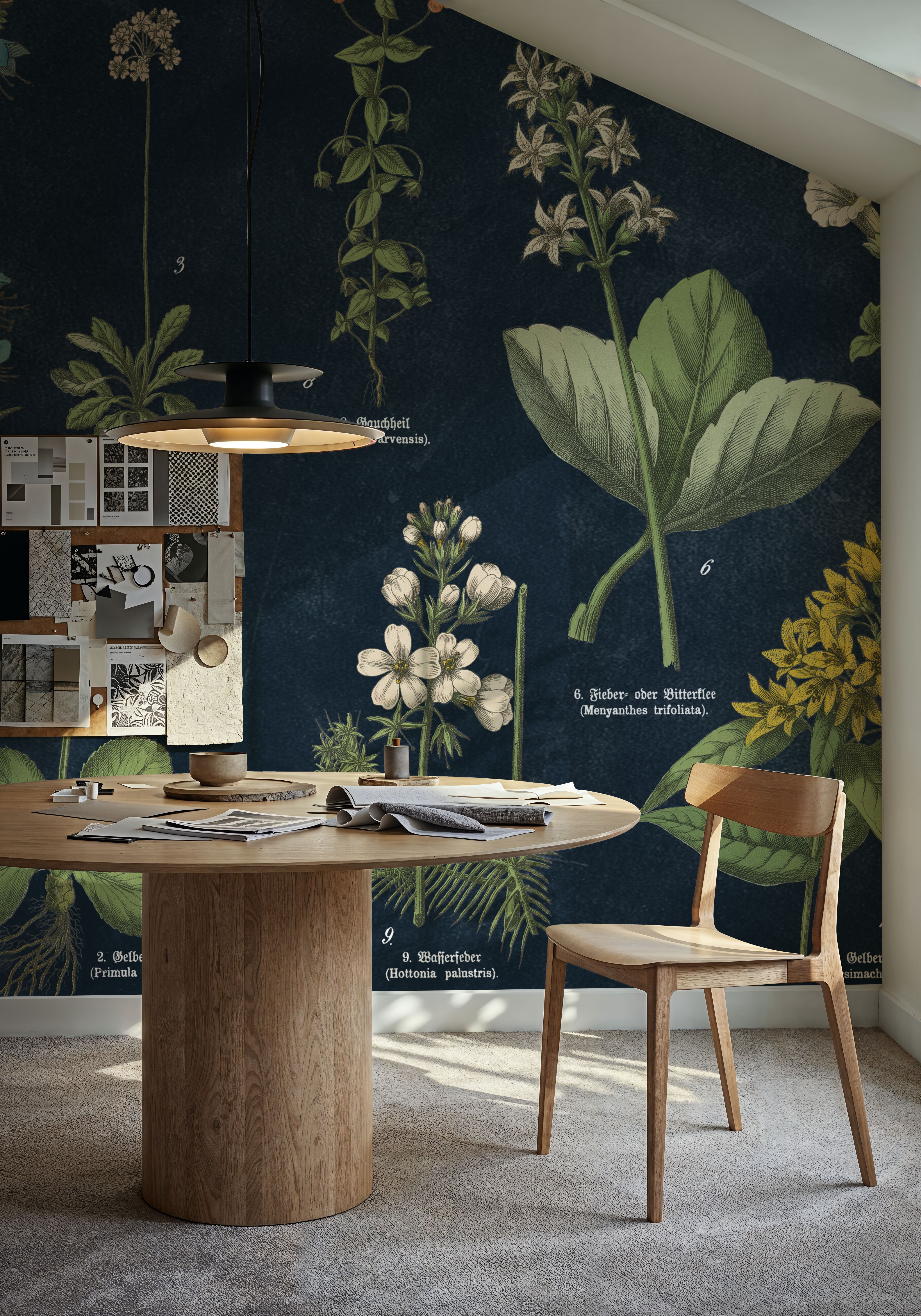 Botanical Floral Chart I Dark Blue