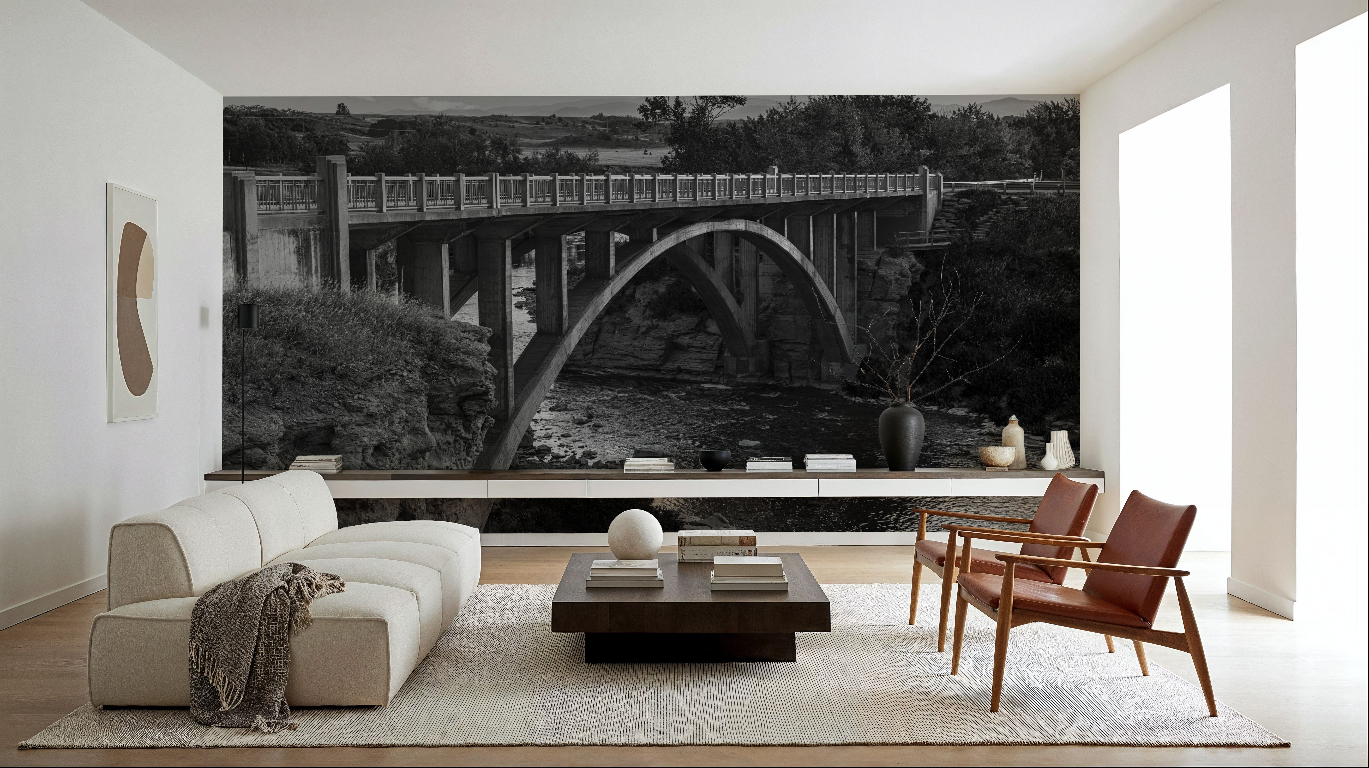 Lundbreck Falls Bridge BW