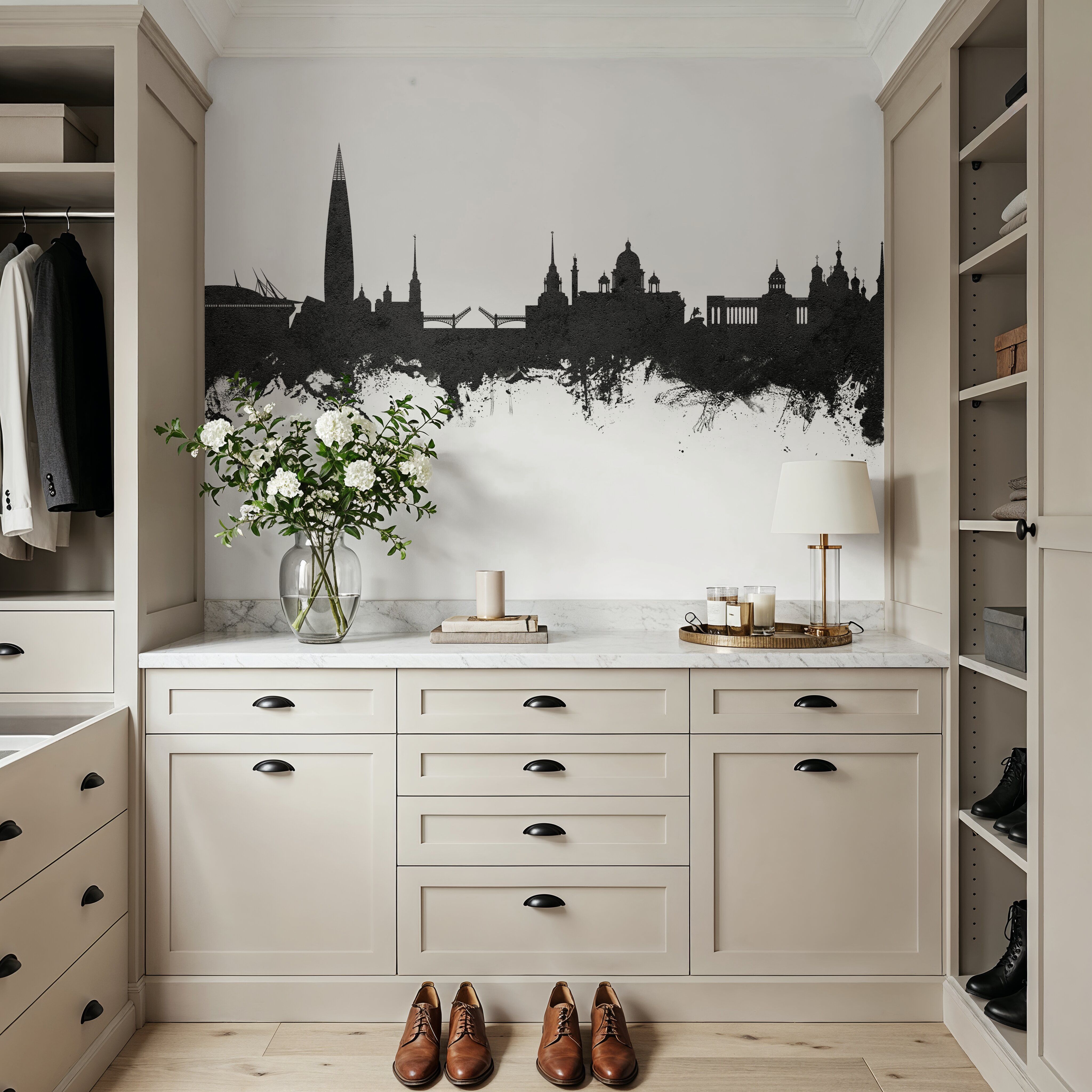 St Petersbug Russia Skyline Black & White