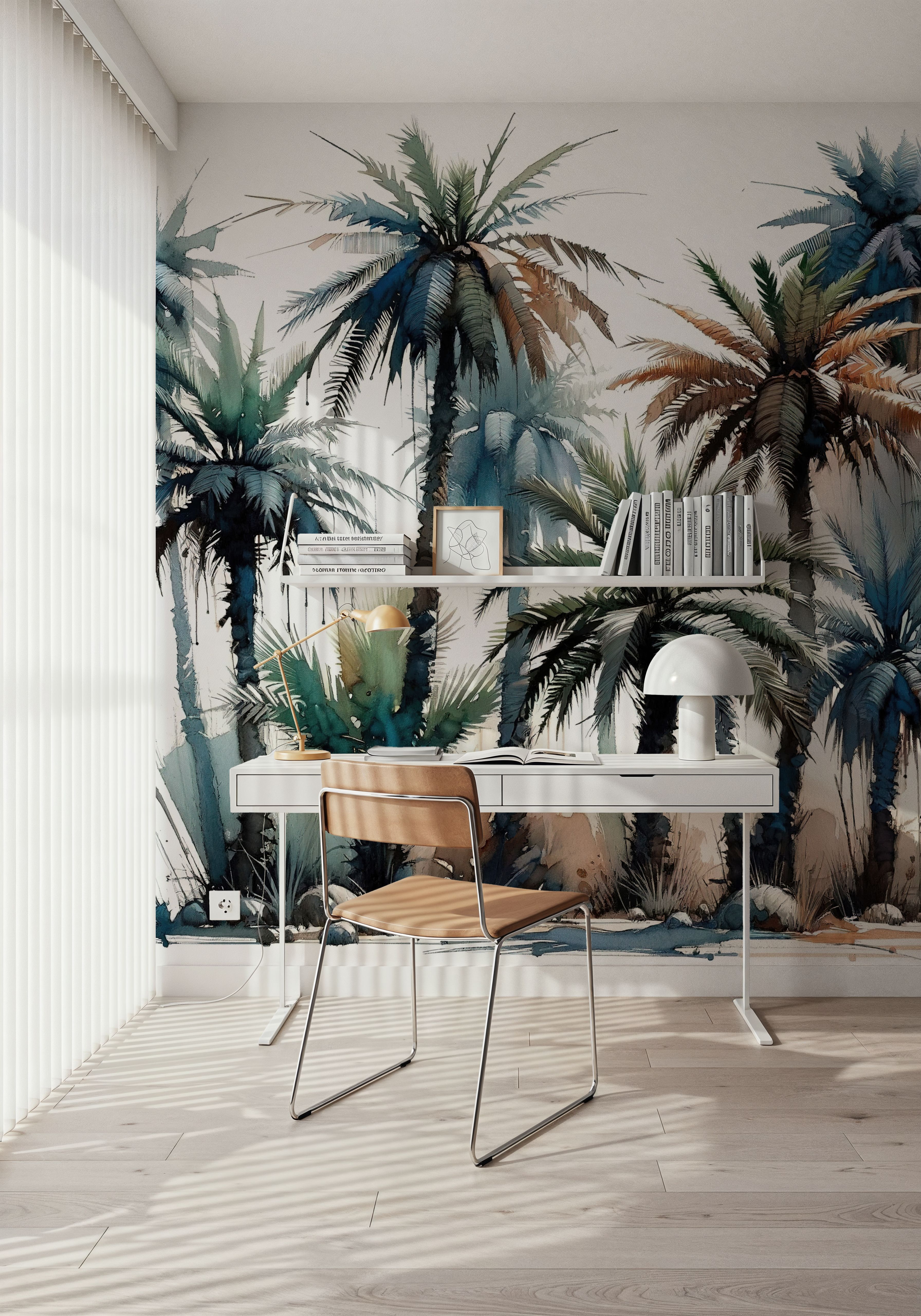 Vibrant Palm Trees in Watercolor