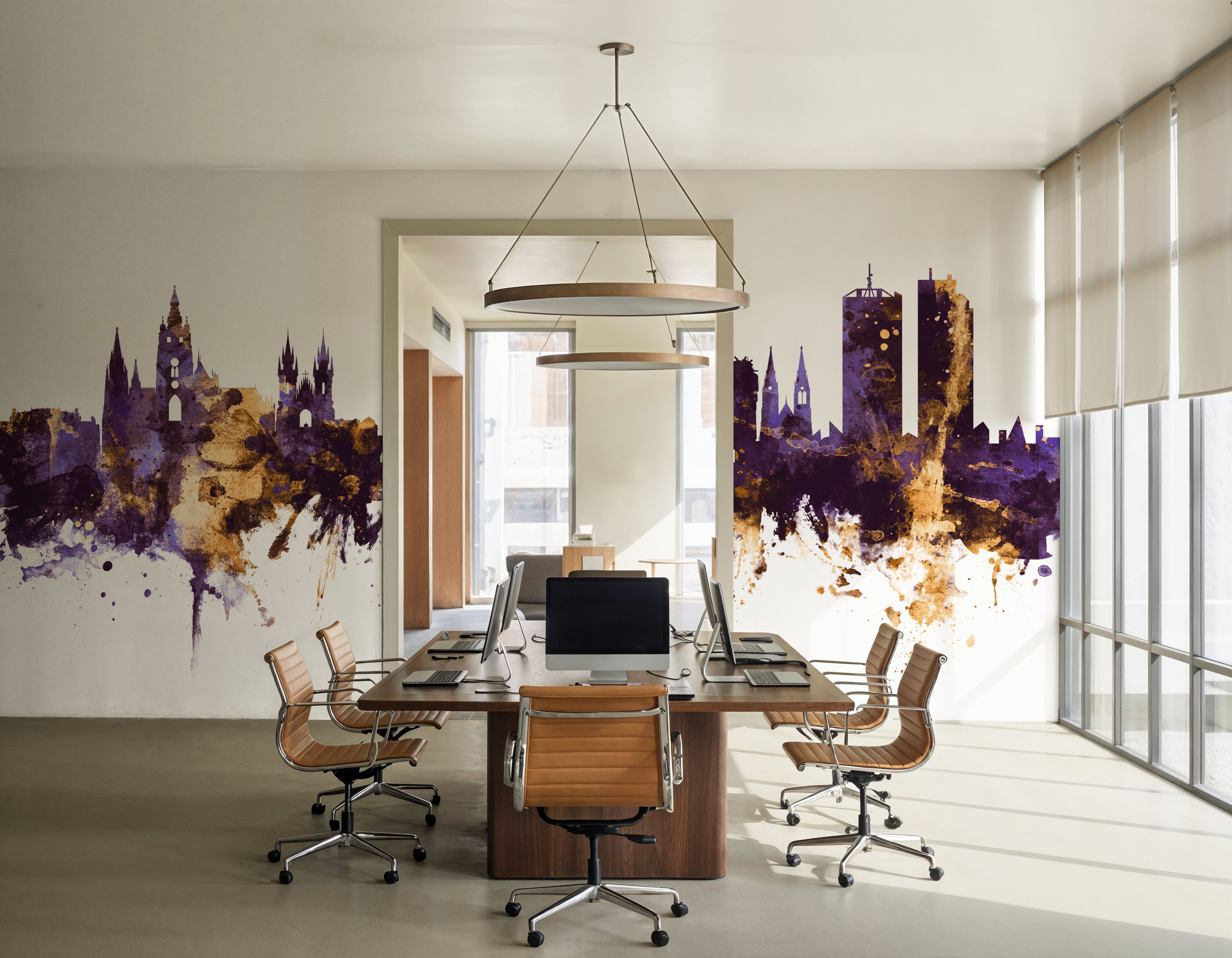 Prague (Praha) Czech Reublic Skyline Purple & Gold