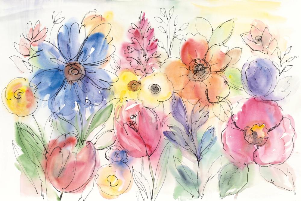 Bright Aquarelle Flowers