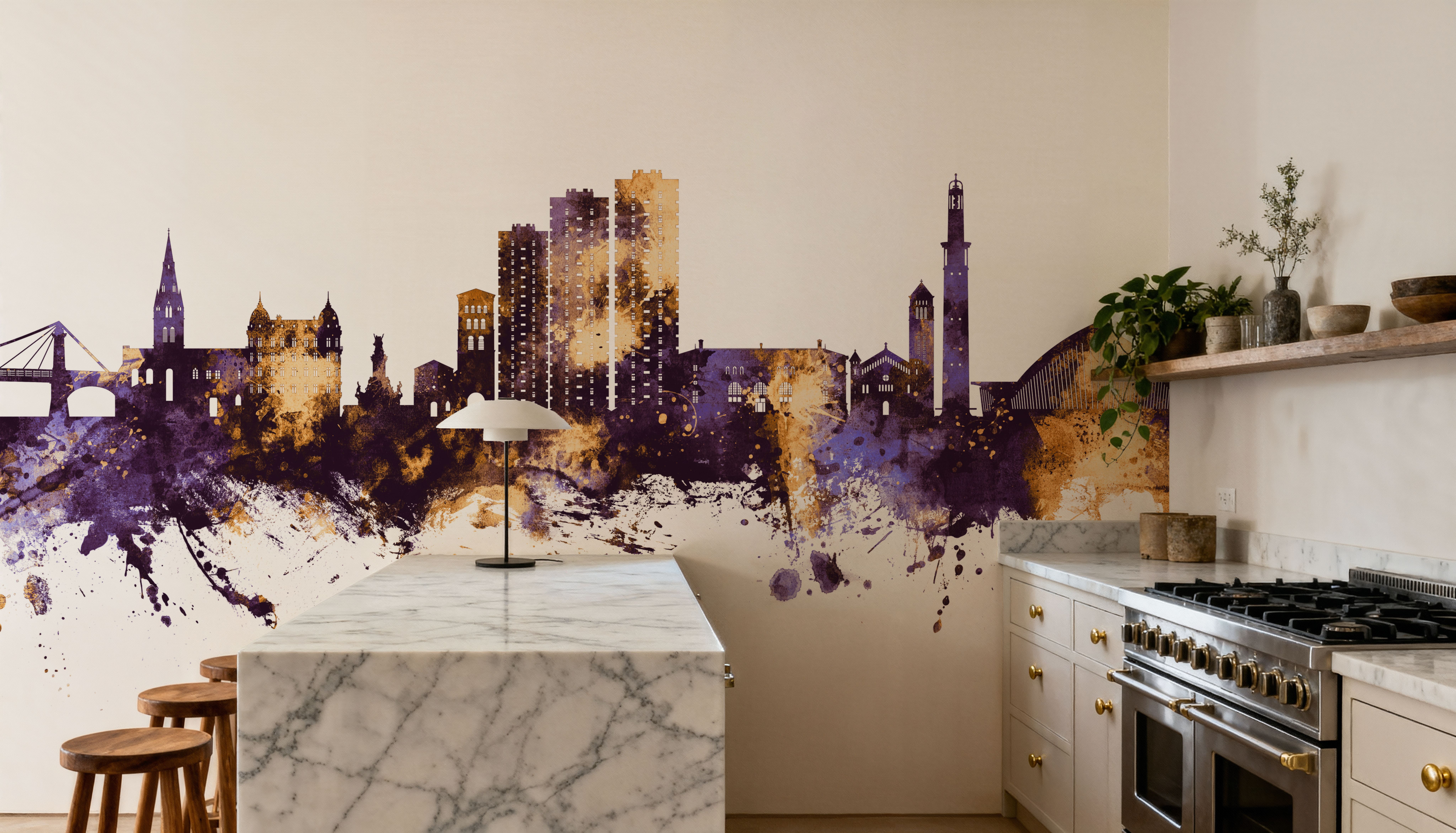 Grenoble Skyline Purple & Gold