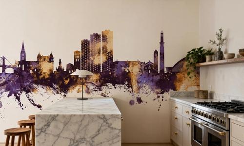 Grenoble Skyline Purple & Gold