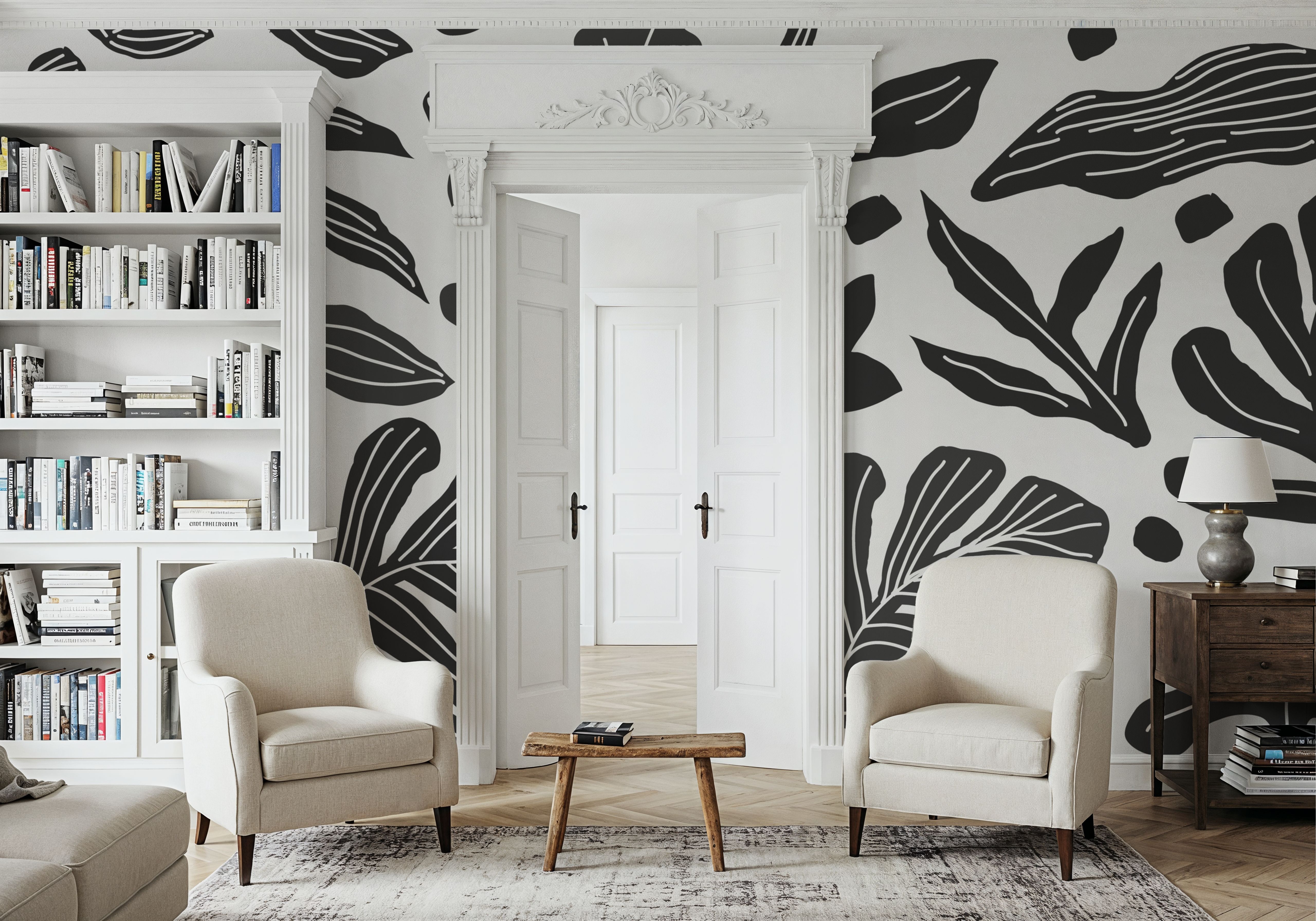 Monstera Cuttings, Black & White, Papier peint