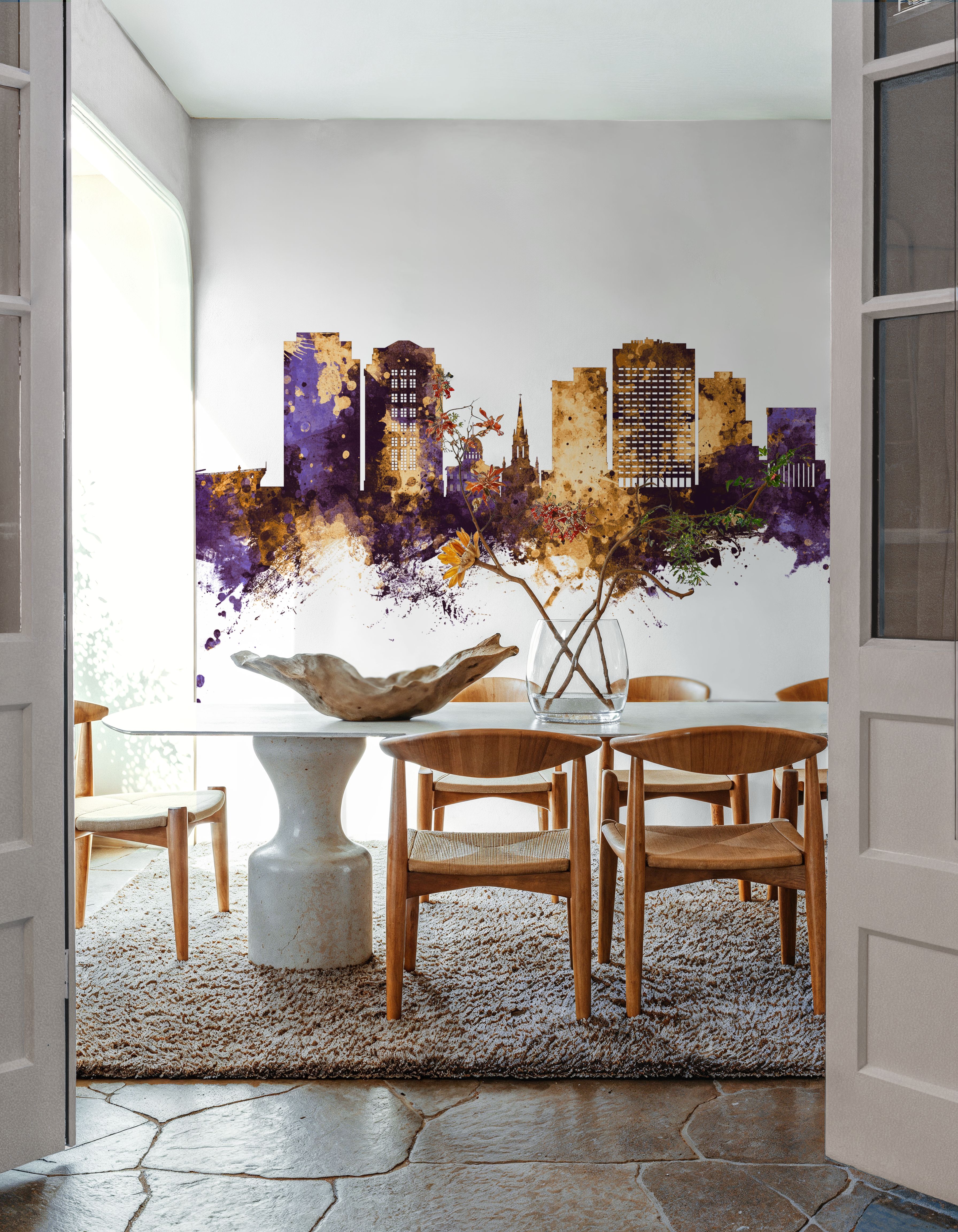 Norfolk Virginia Skyline Purple & Gold