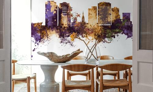 Norfolk Virginia Skyline Purple & Gold