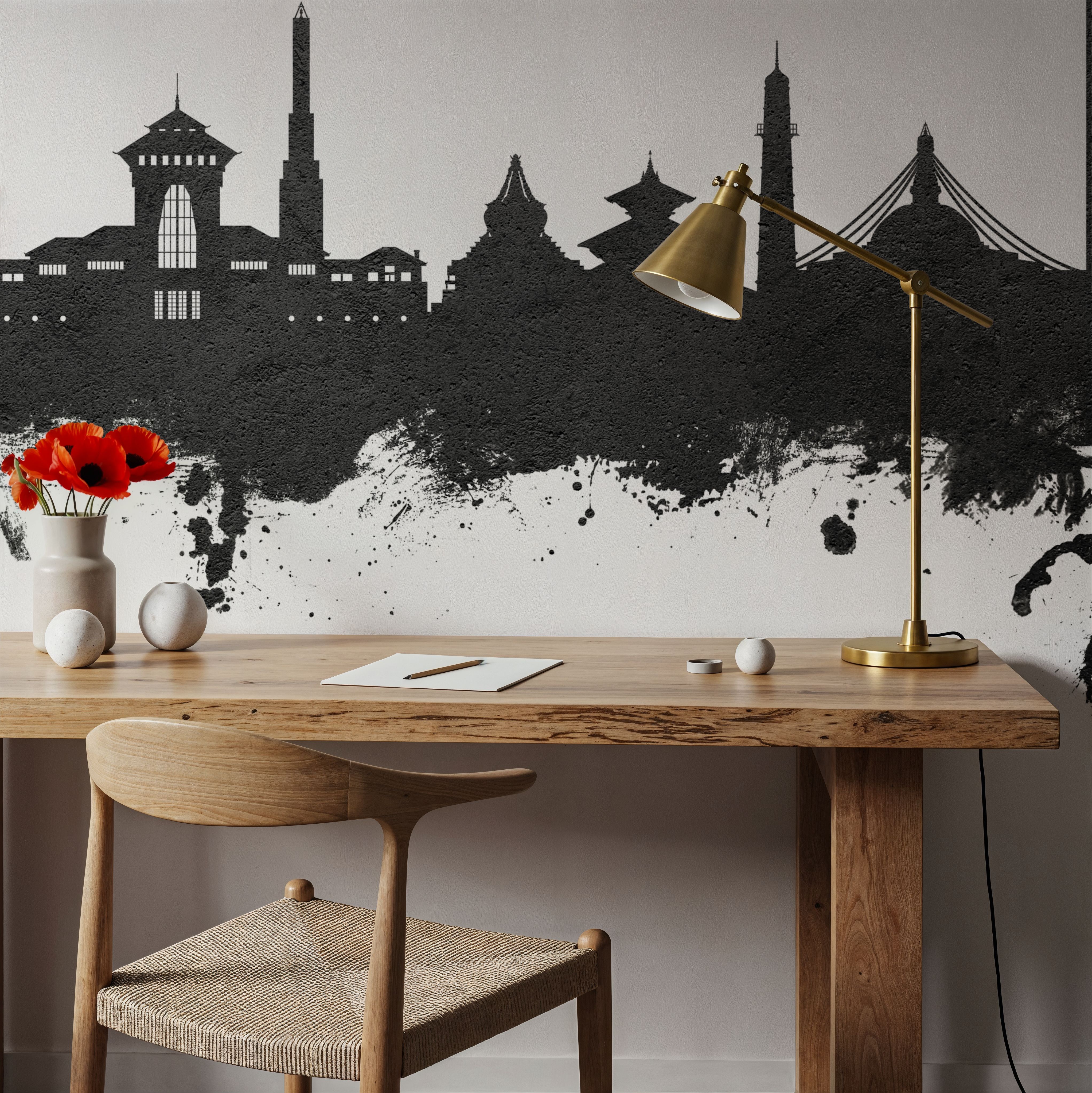 Kathmandu Nepal Skyline Black & White