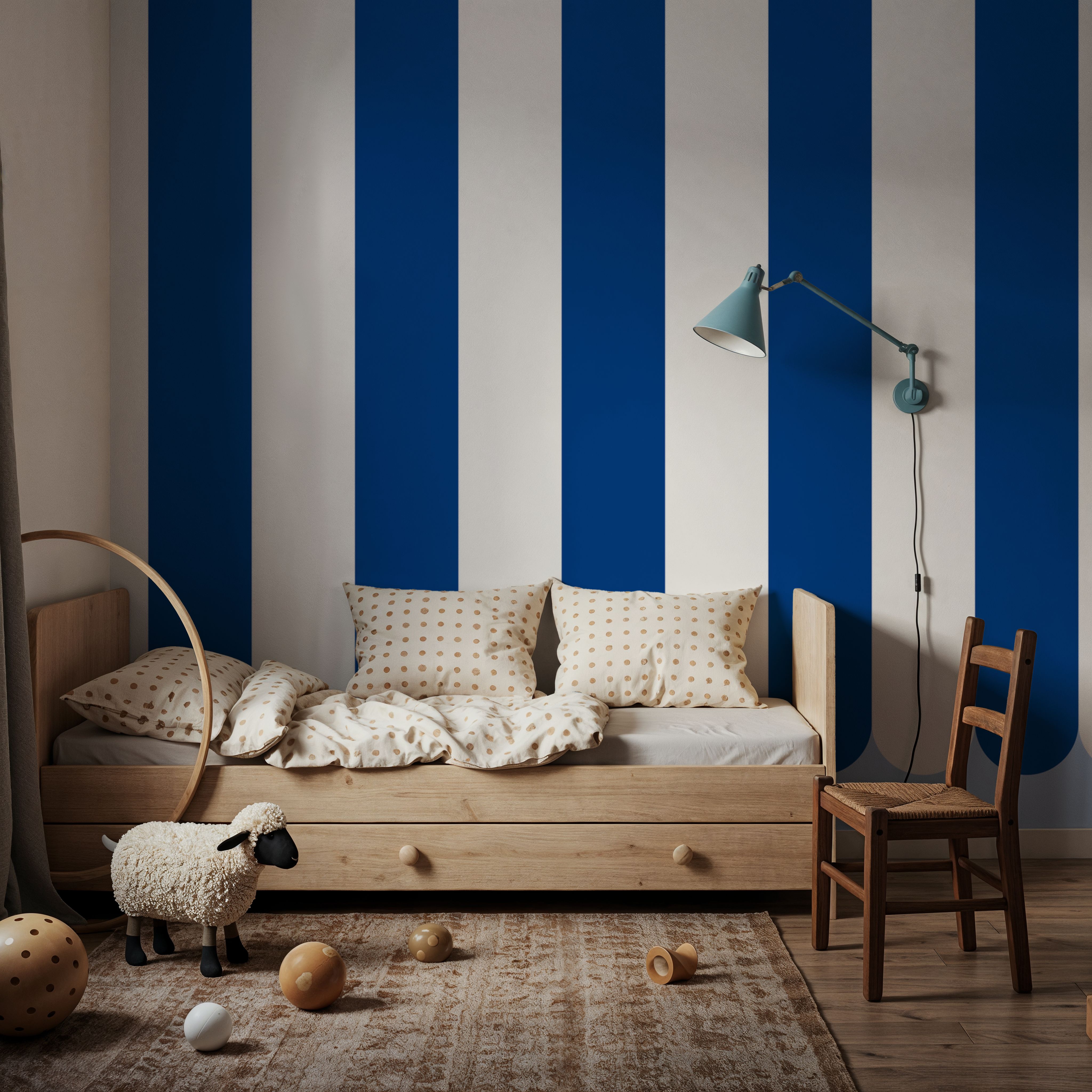 Scalloped Circus Stripes, Blueberry